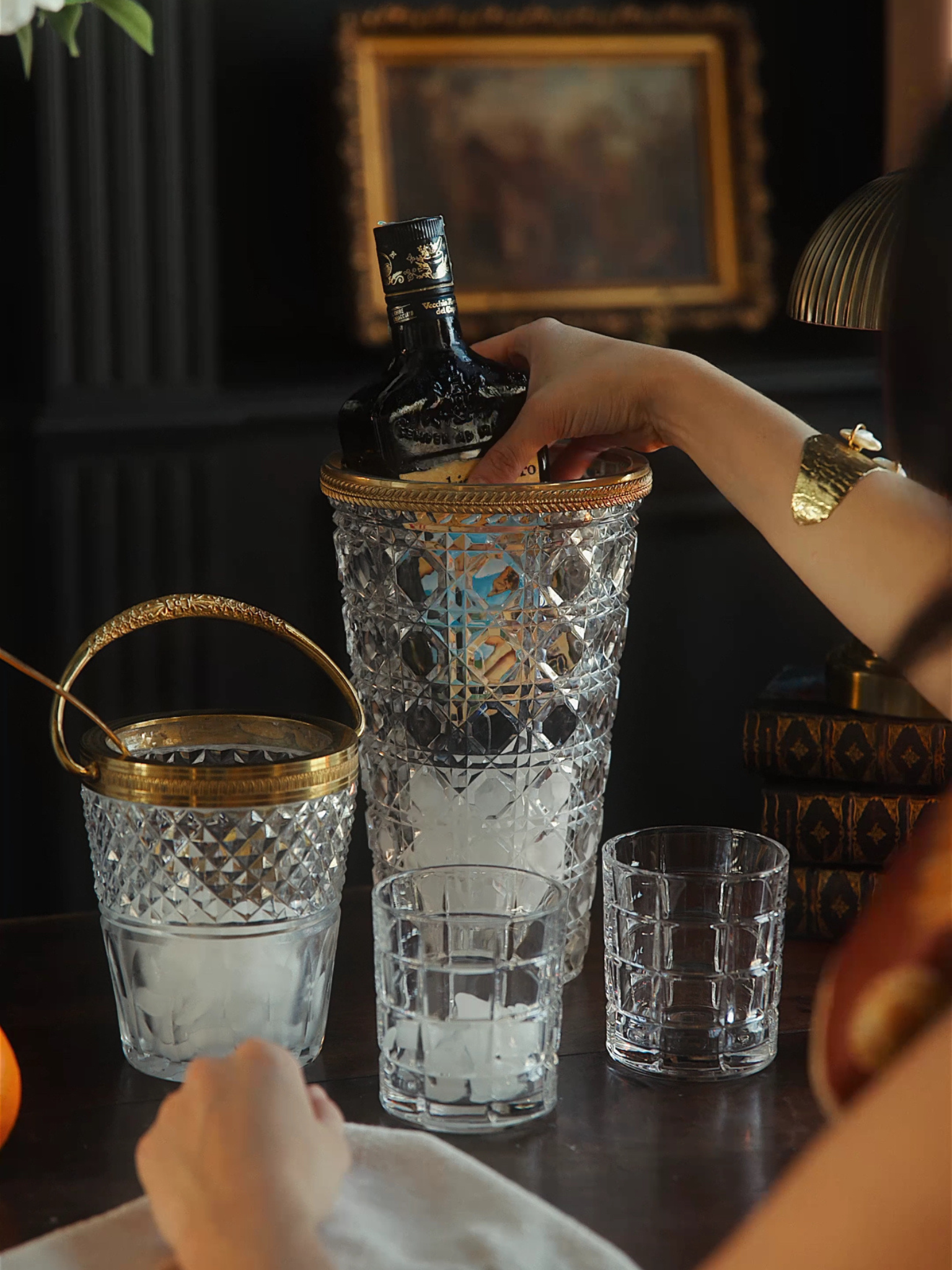 Early 20th-Century French Cut Crystal & Ormolu Champagne Cooler