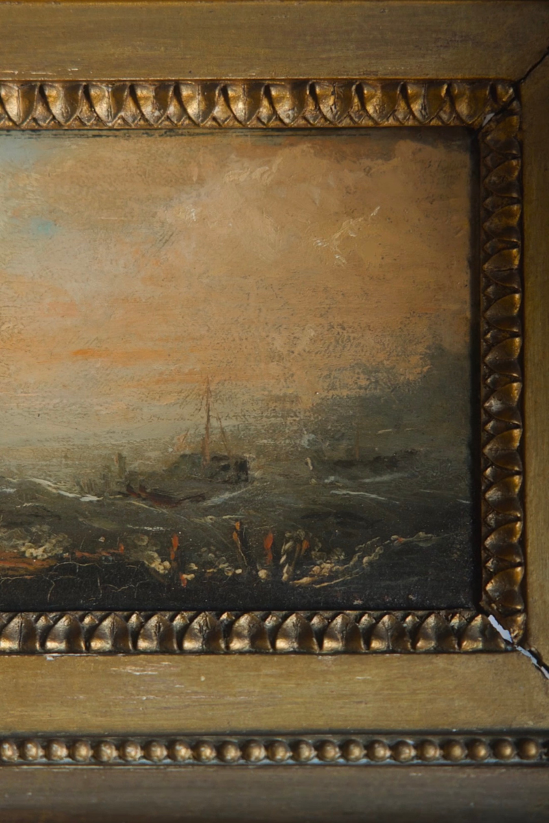 19th-Century Coastal Scene, Oil on Wood Panel — European School