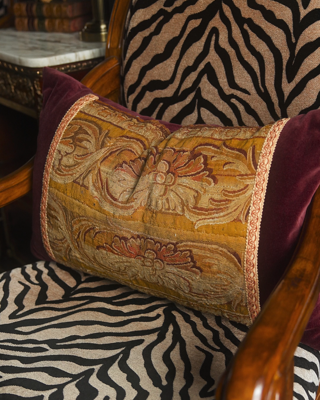 17th Century Tapestry Fragment Velvet Pillow