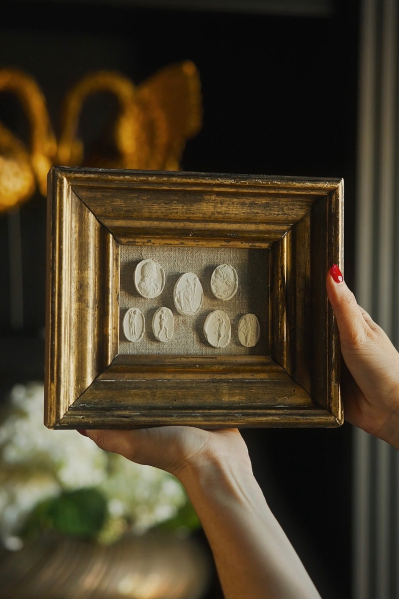 Framed Collection of Six 19th-Century Intaglio Impressions