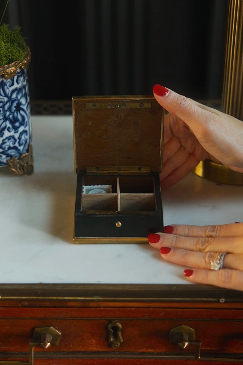 19th-Century French-Inscribed Postage Stamp Box