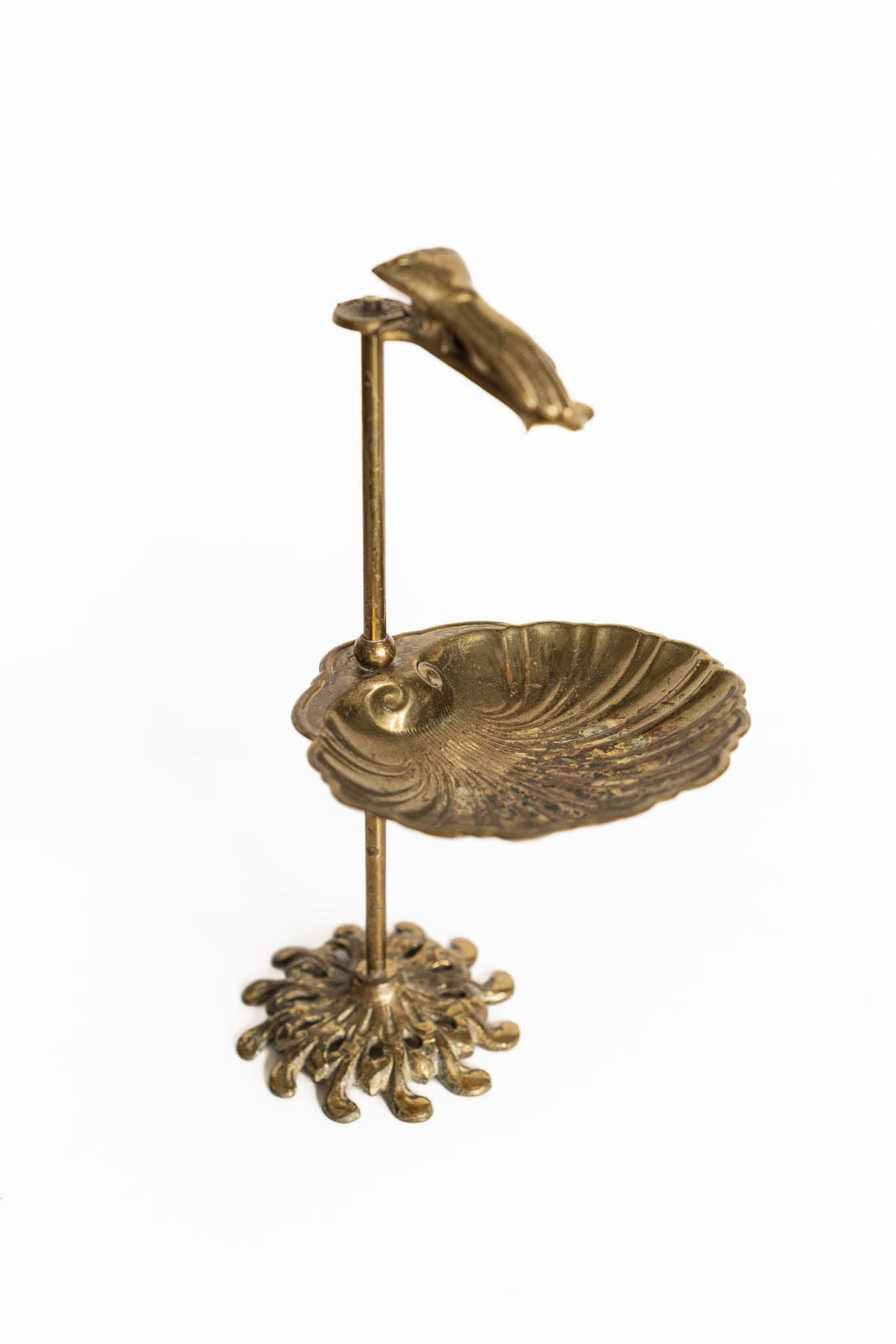 Vintage Victorian Brass Hand Clip With Dish