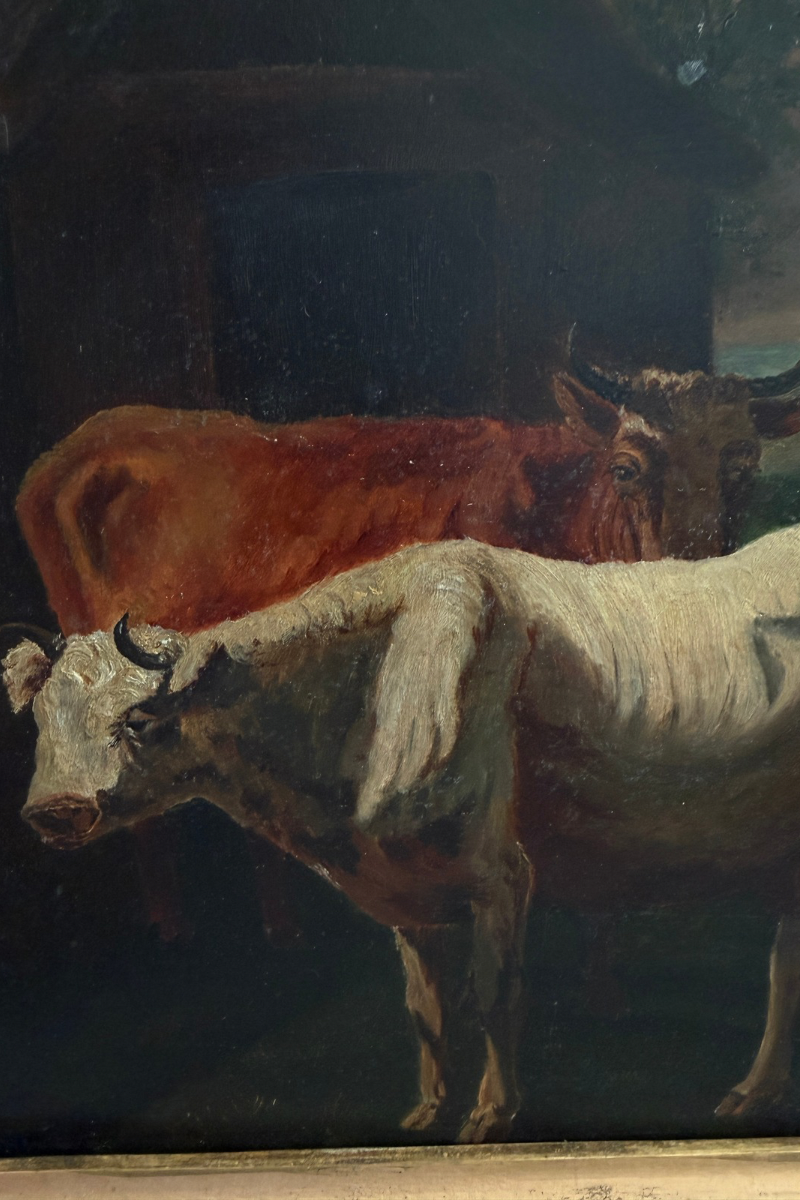 Framed Pastoral Oil on Board Painting