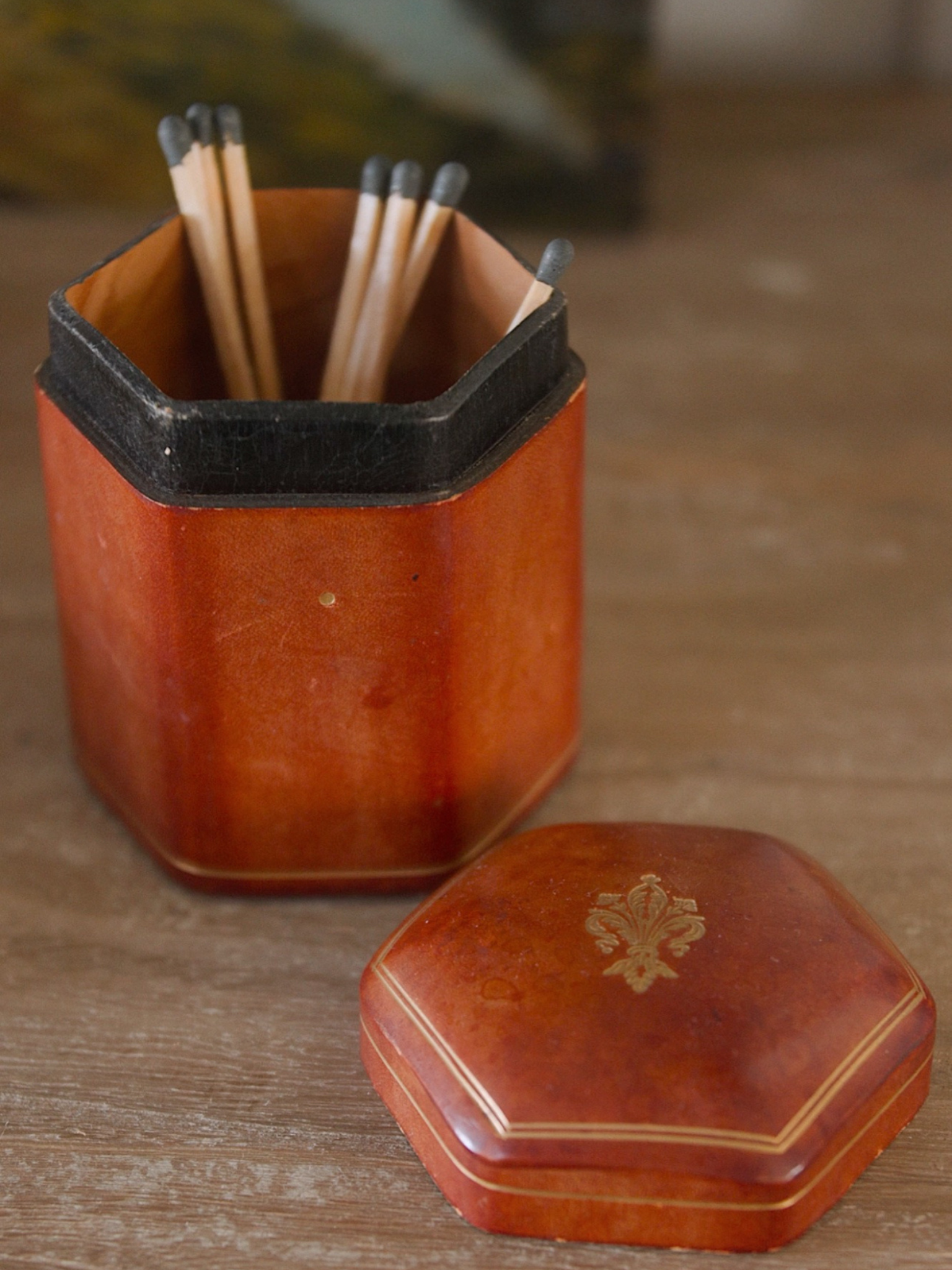 Vintage Florentine Leather Trinket Box - Large