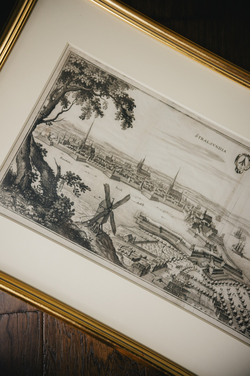 17th Century Engraved View of Stralsund on the Baltic Sea by Erik Jonsson Dahlbergh & Casper Merian 1650-1700
