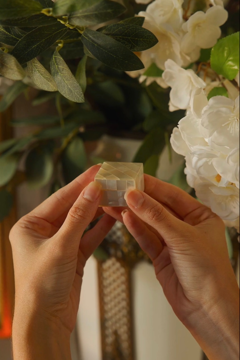 Mid 20th C. French Mother of Pearl Tessellated Miniature Keepsake Box