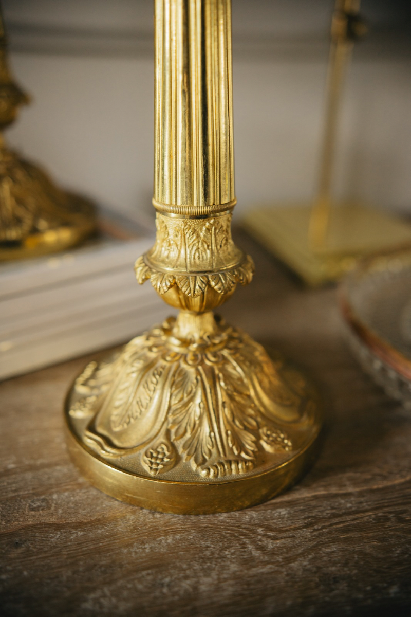 19th C. French Bronze Candlestick Pair