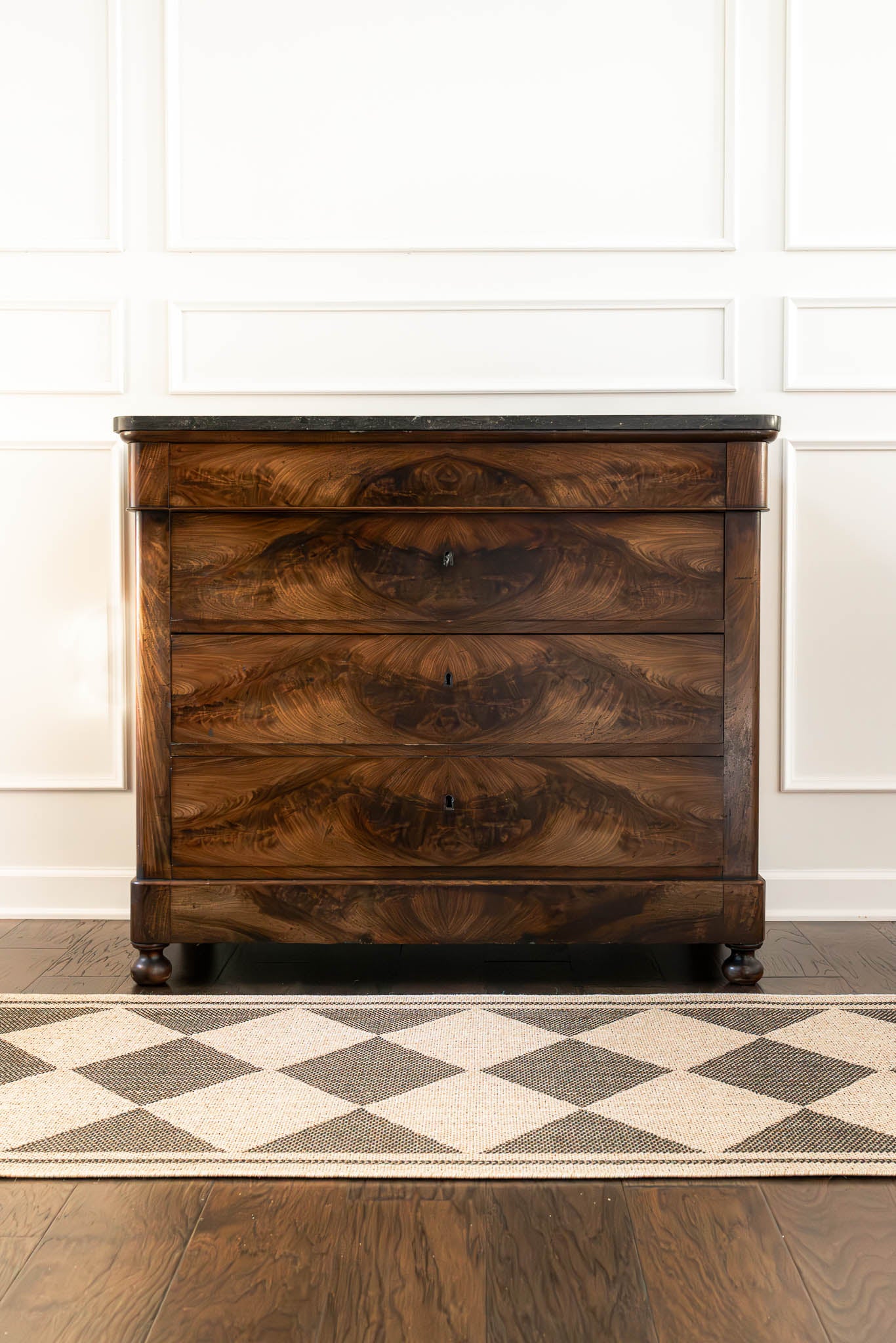 19th Century French Louis Philippe Mahogany Commode With Marble Top