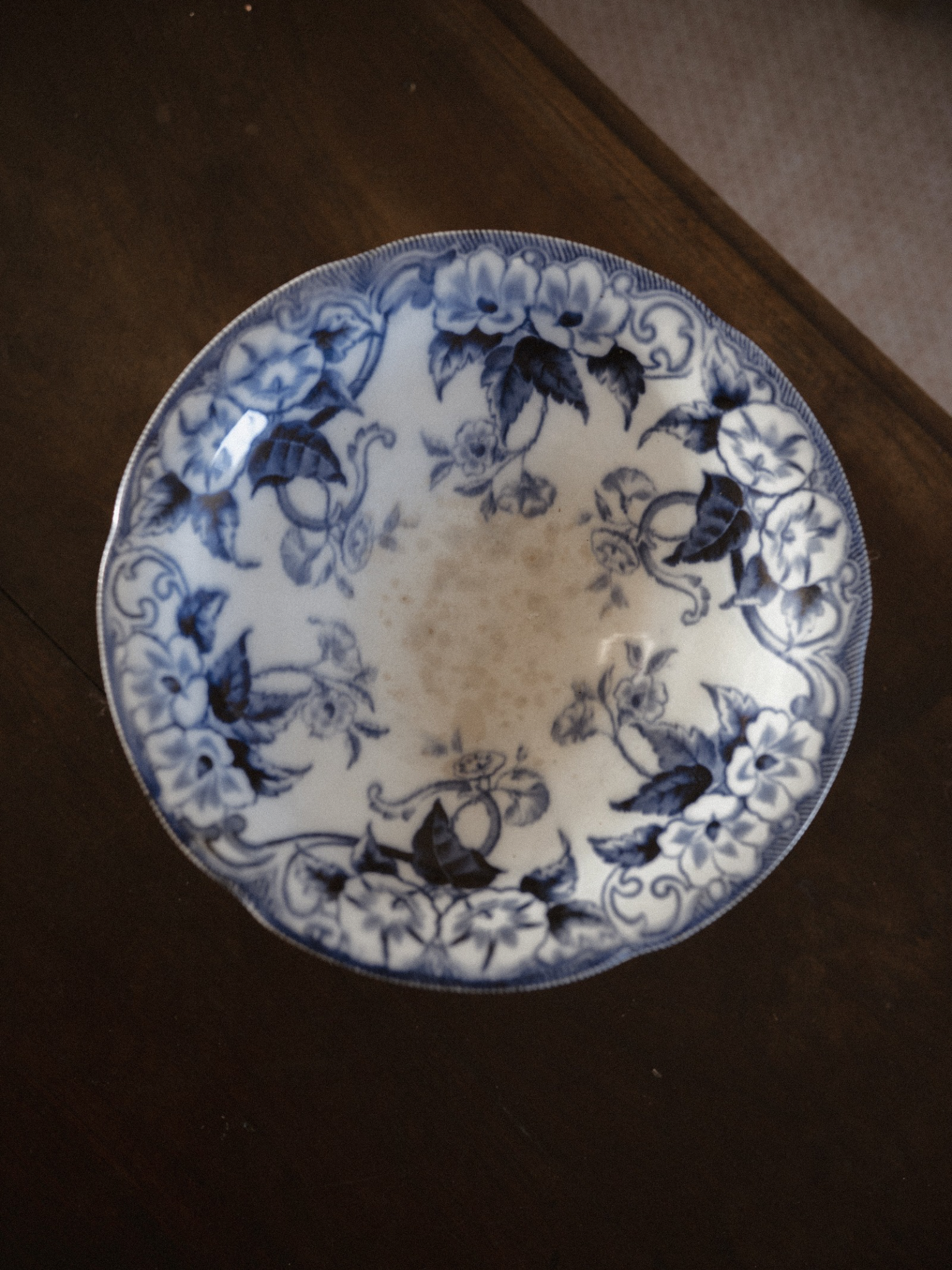 Set of 6 Petrus Regout “Flora” Blue & White Plates with Matching Compote