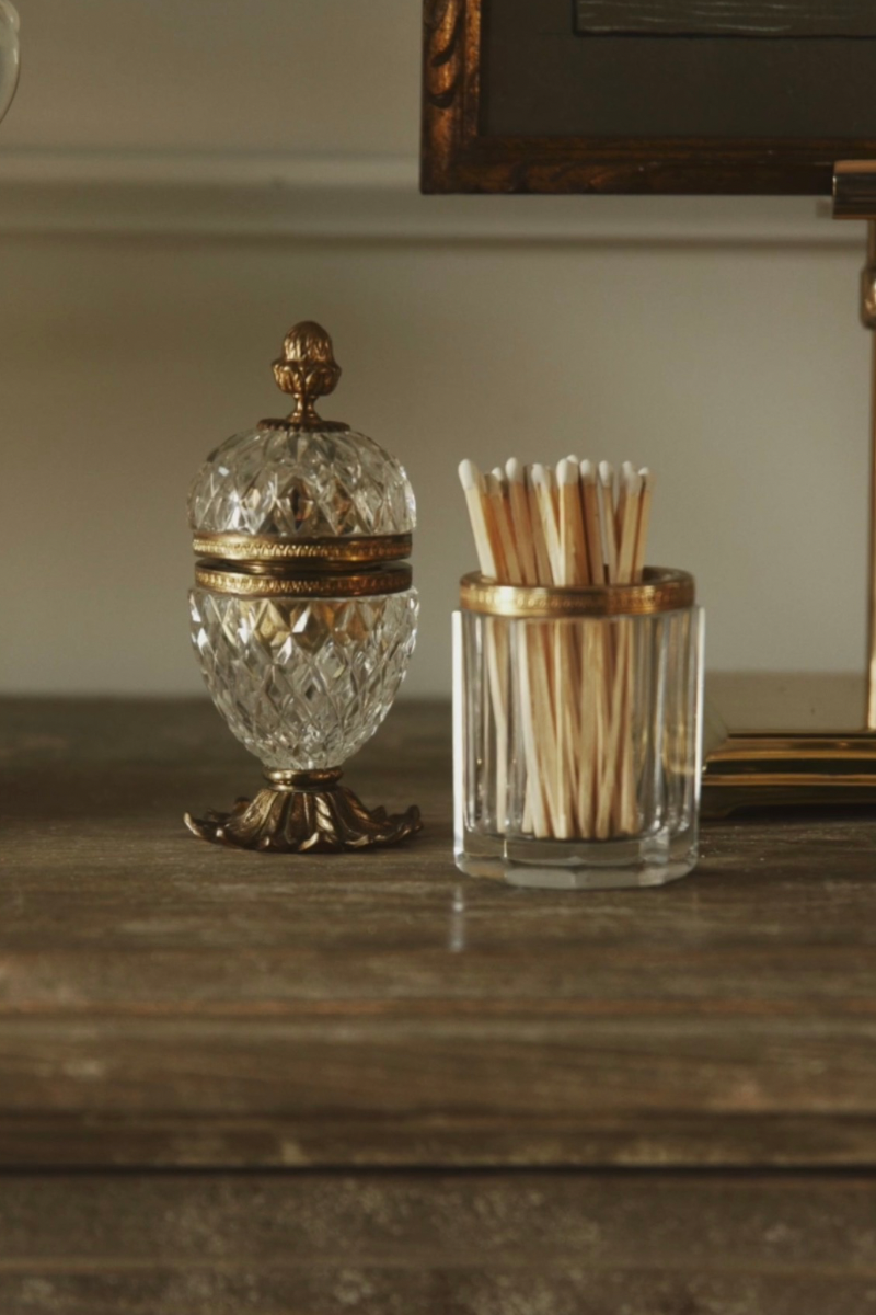 Crystal Match Strike Holder with Gilt Rim