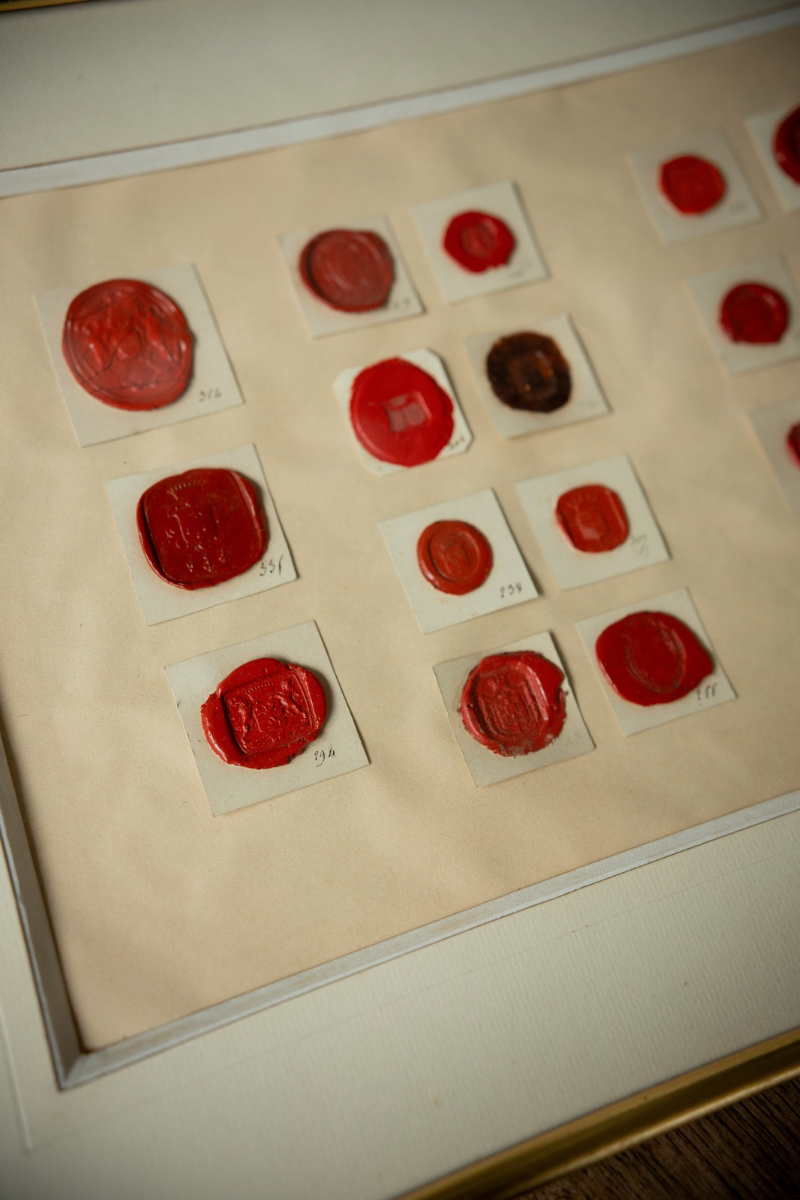 19th C. Pair of Framed Antique European Heraldic Wax Seal Collection