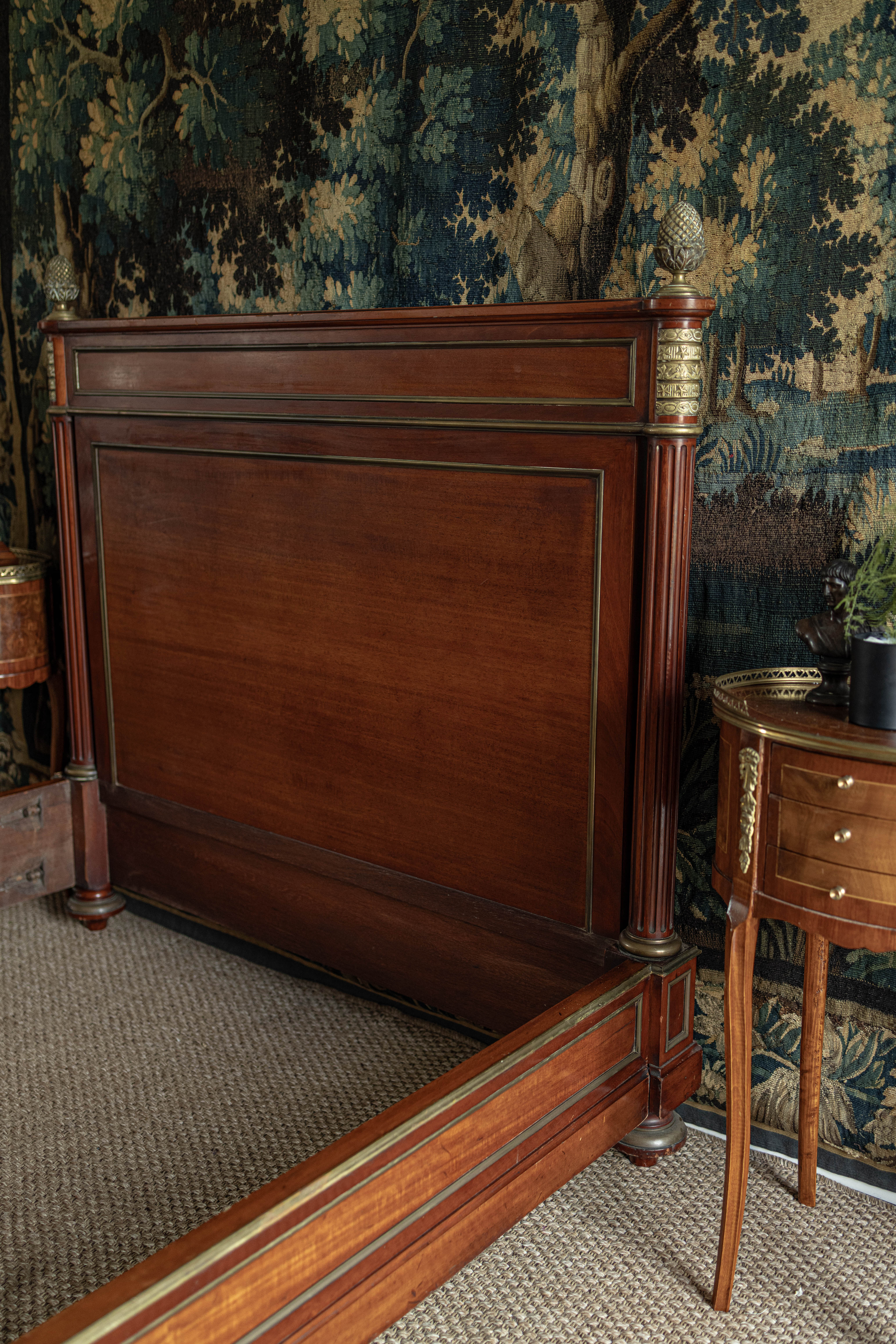 French Empire Style Gilt Mounted Mahogany Bed