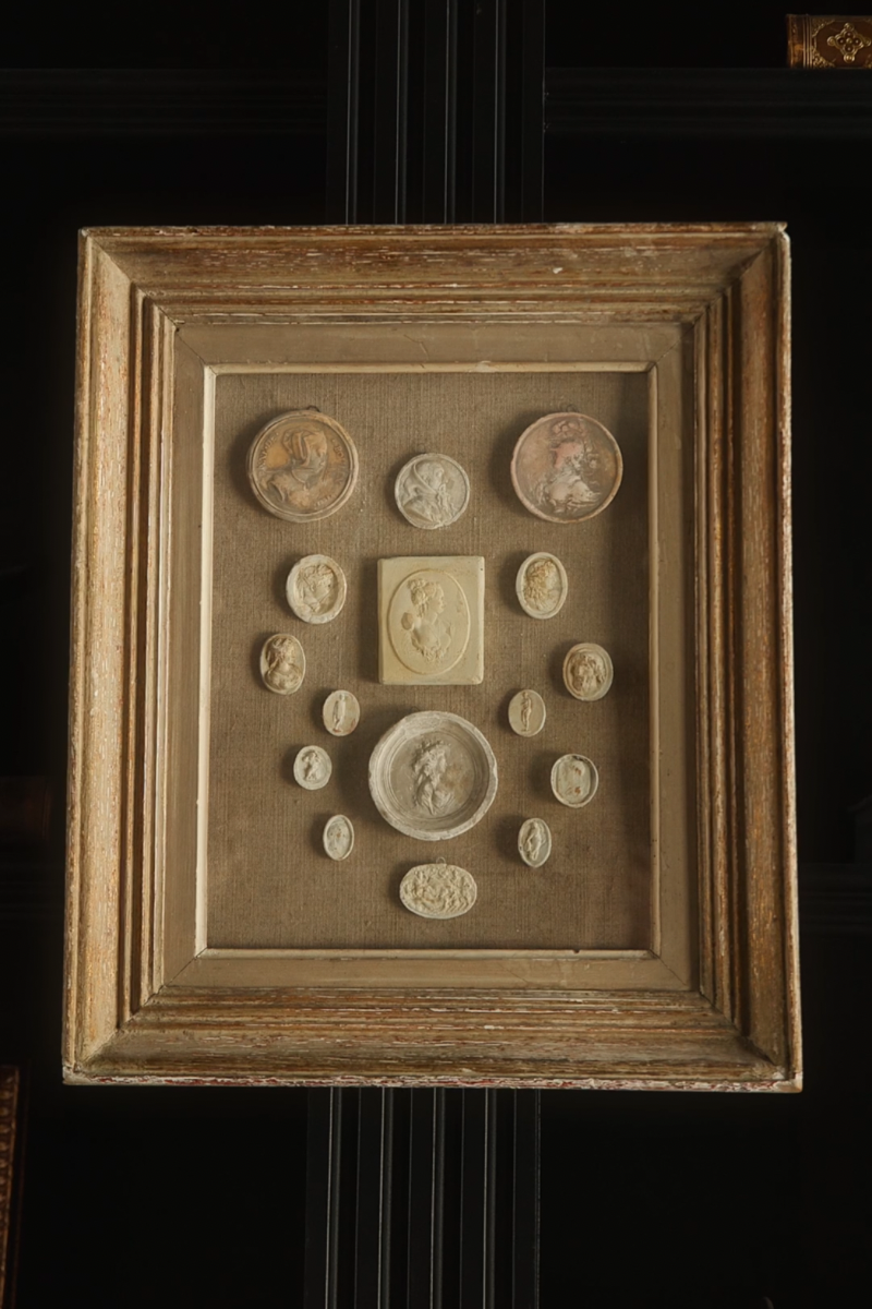 Grand Tour–Era Classical Intaglio Study in Gilt Frame