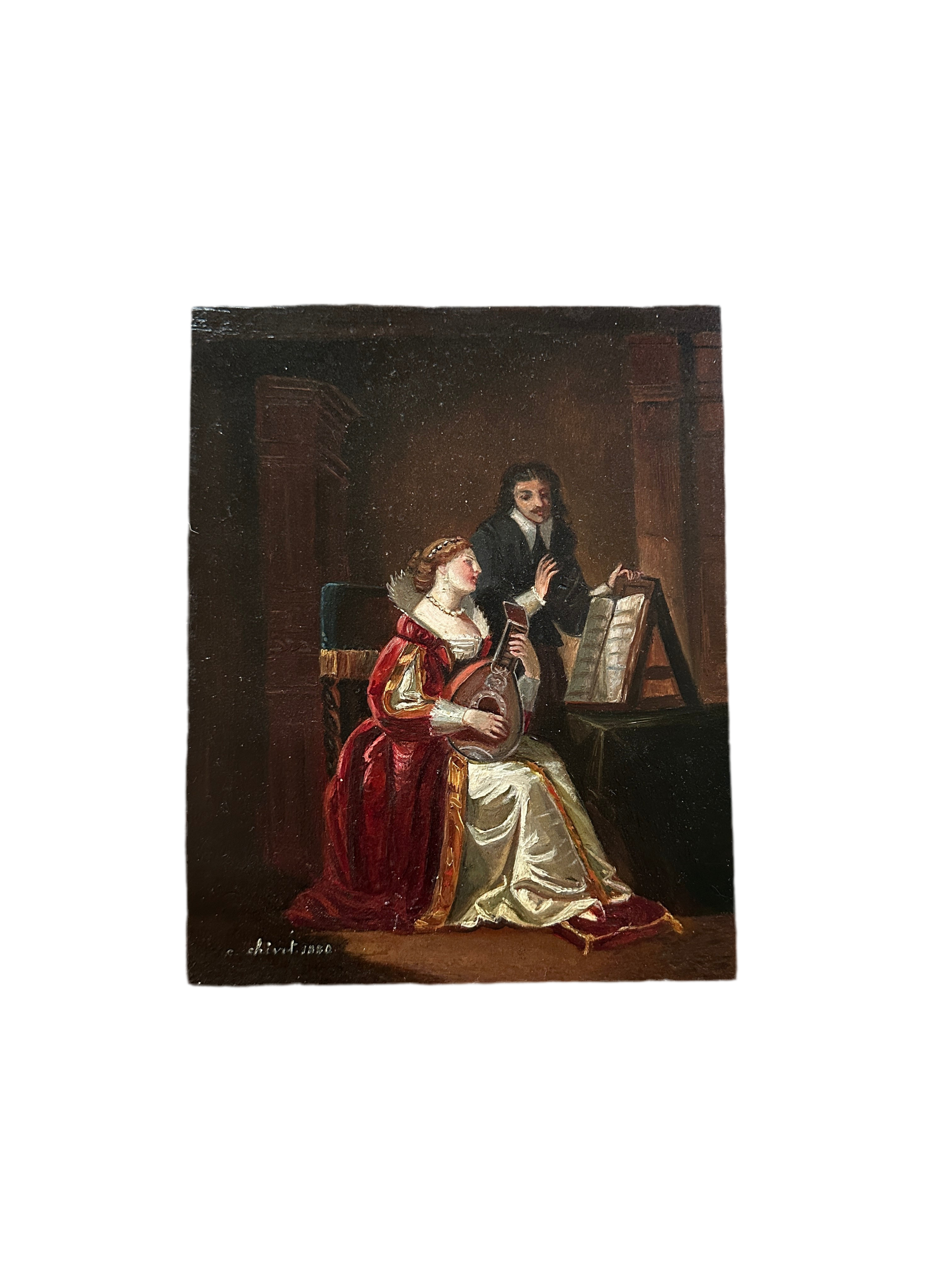 “The Music Lesson” – Signed C. Chivat, 1880