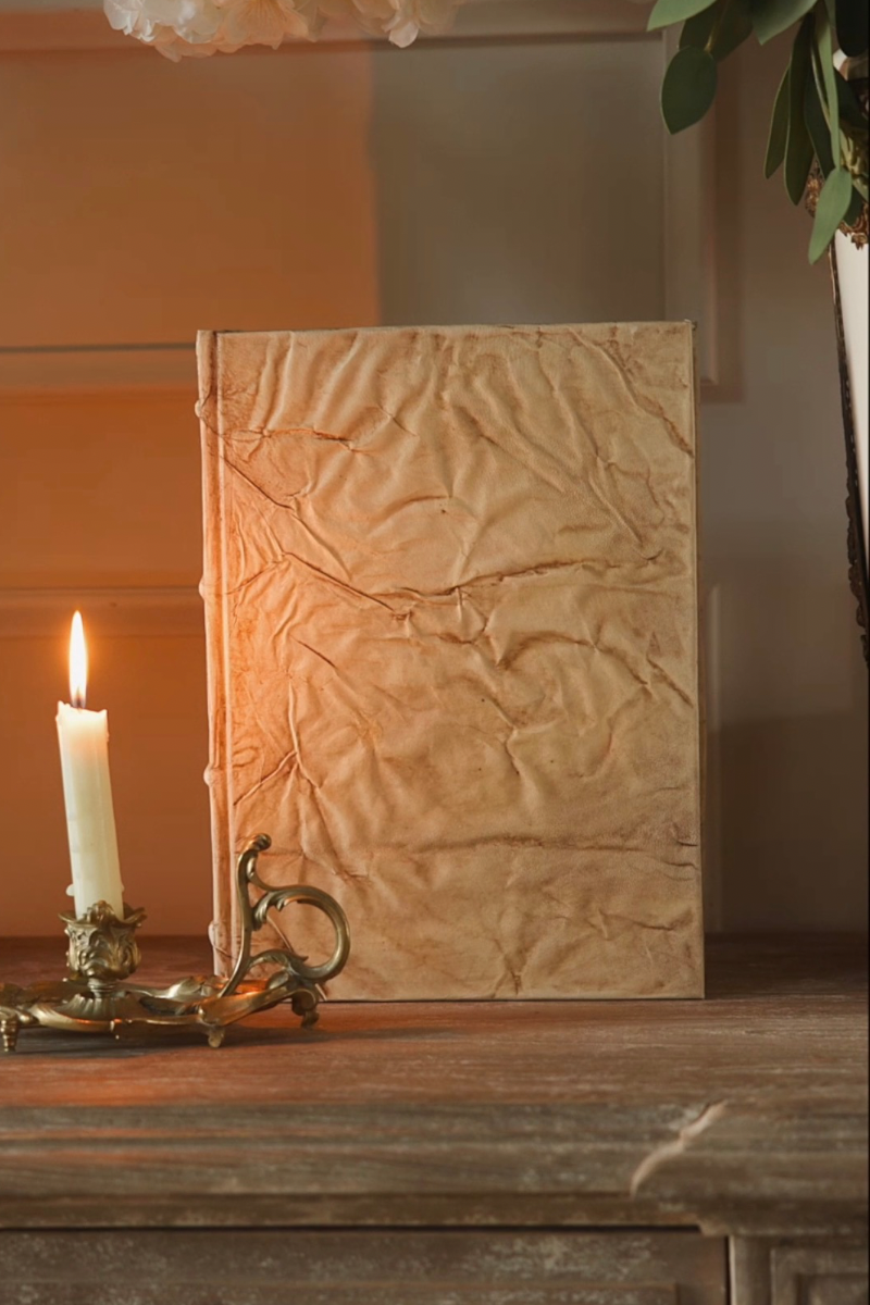 12" Full Antiqued Vellum Bound Book with Blank Pages