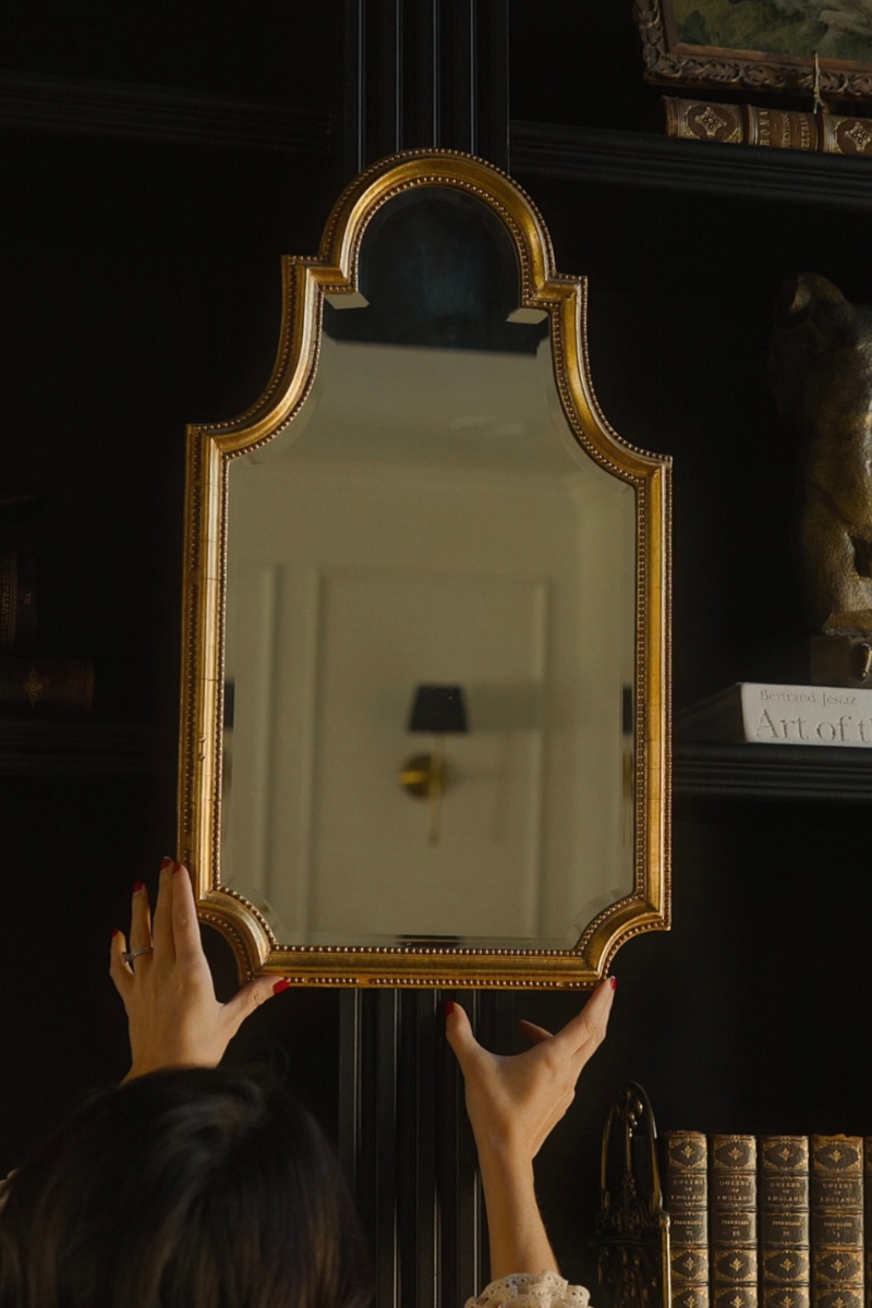 Arched Gilt Mirror with Beaded Surround