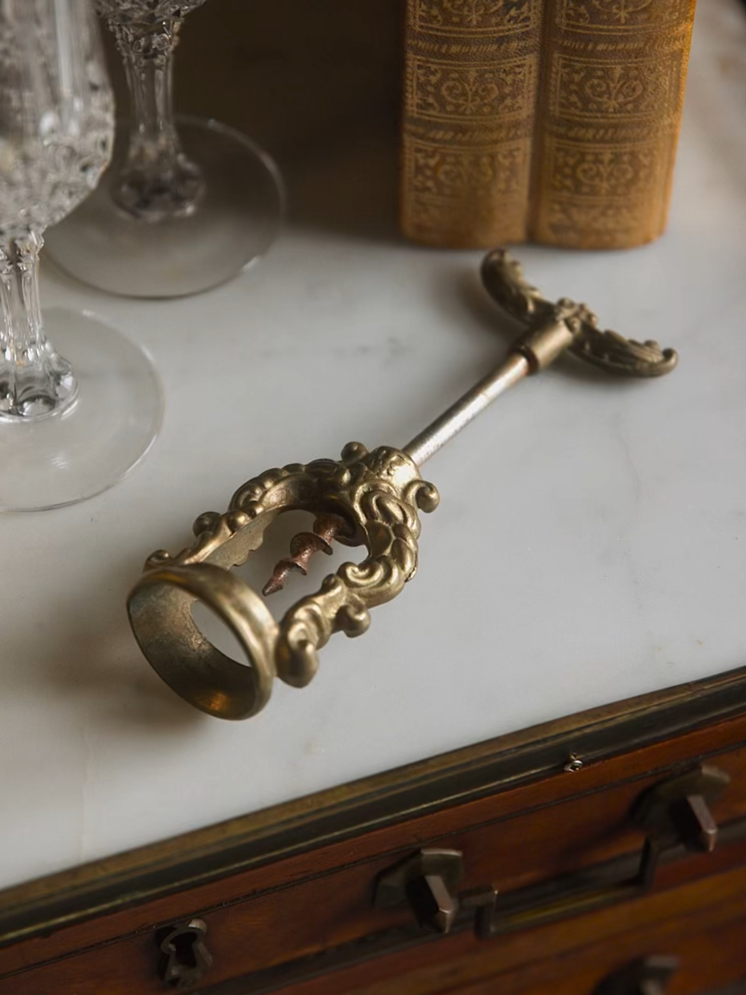 19th Century French Brass Rococo Corkscrew