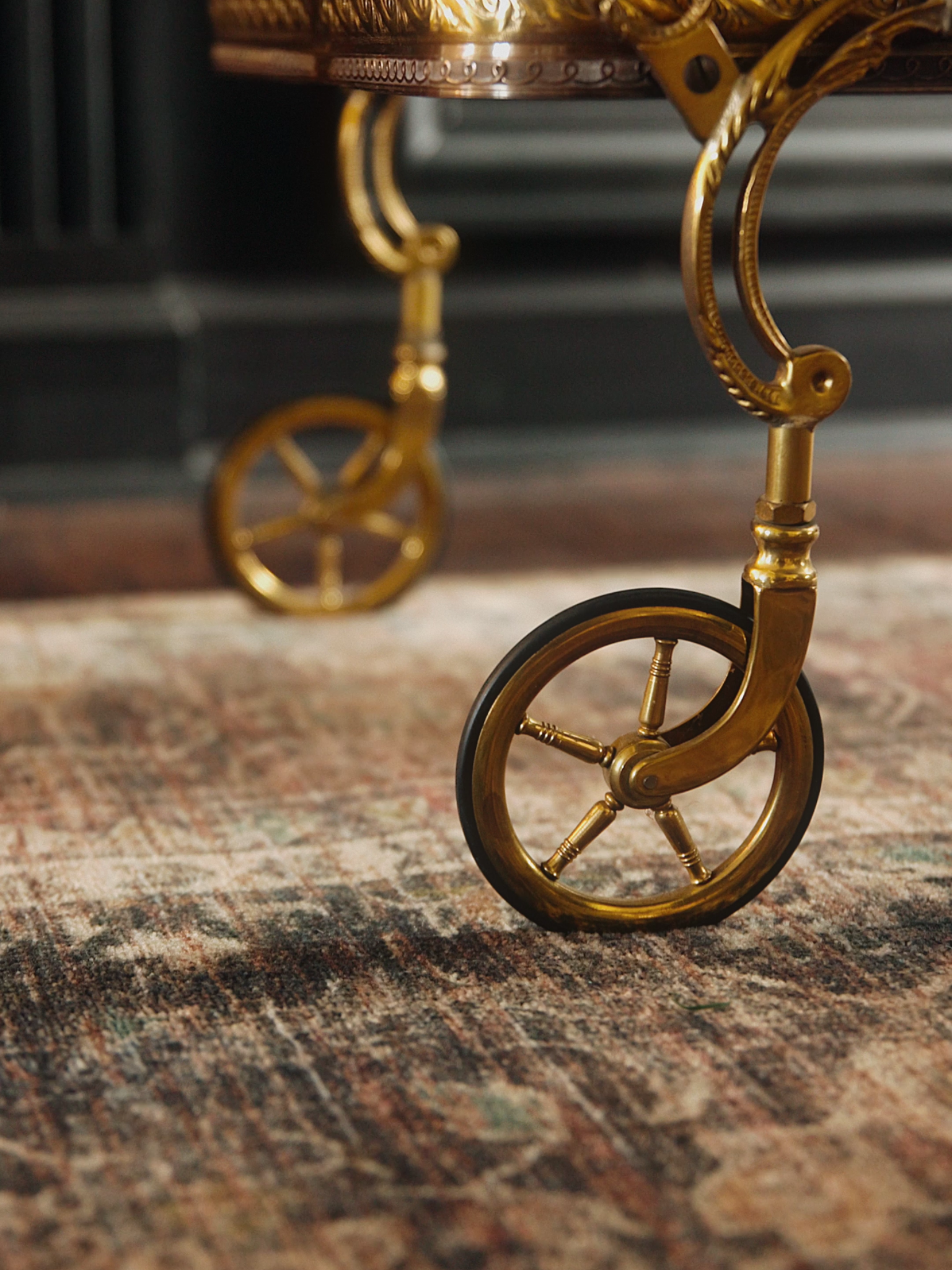 French Gilded Bar Cart With Cut Glass Accents