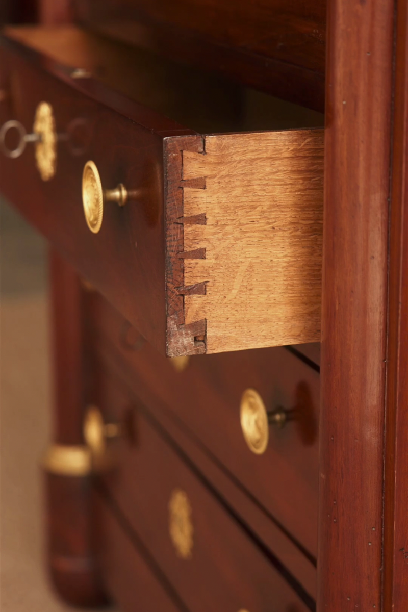 19th Century French Empire Mahogany Secrétaire à Abattant with Marble Top