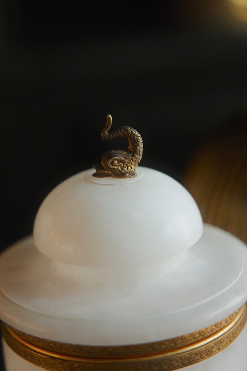 19th C. Marble Lidded Jewlery Casket