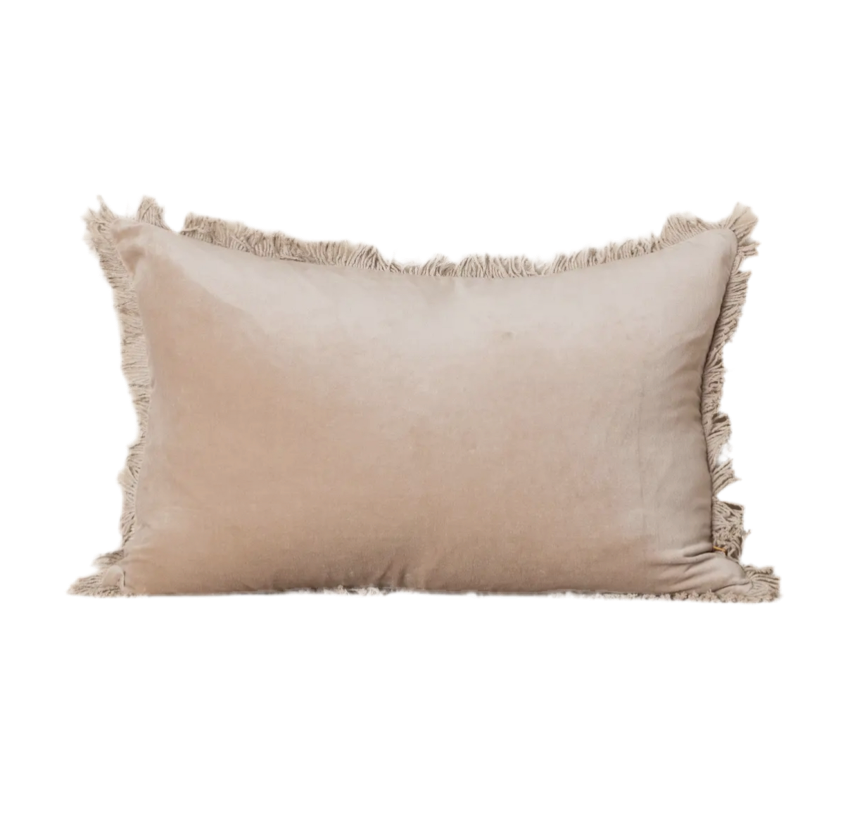 Velvet Stone Fringe Lumbar Pillow Case