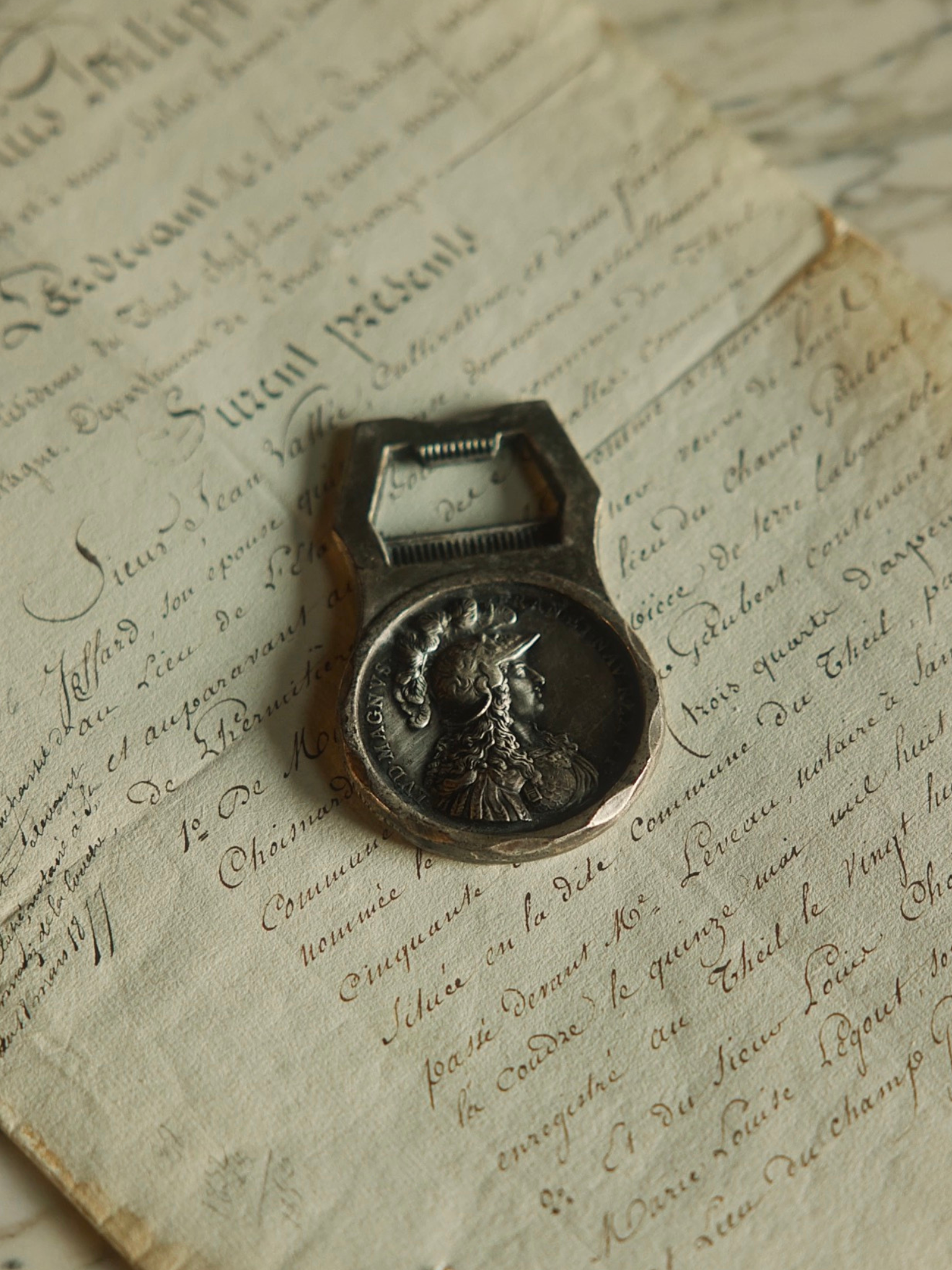 Antique French Bottle Opener with Medallion Portrait of Louis XVI