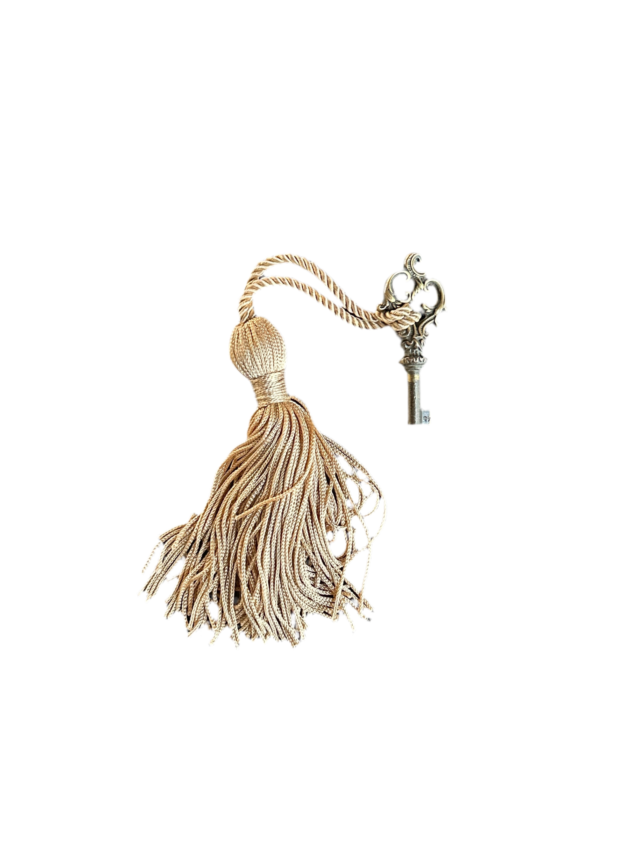Antique Brass Key With French Champagne Tassel