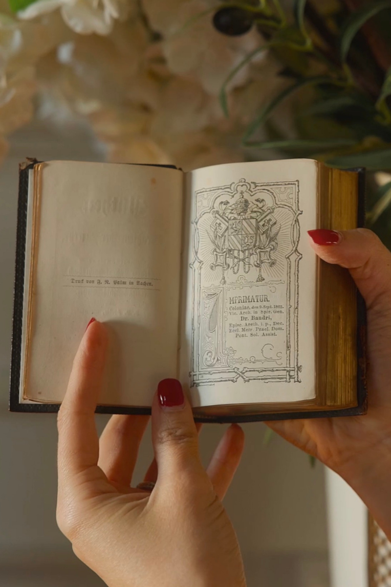 1877 German Catholic Prayer Book with Embossed Gilt Binding