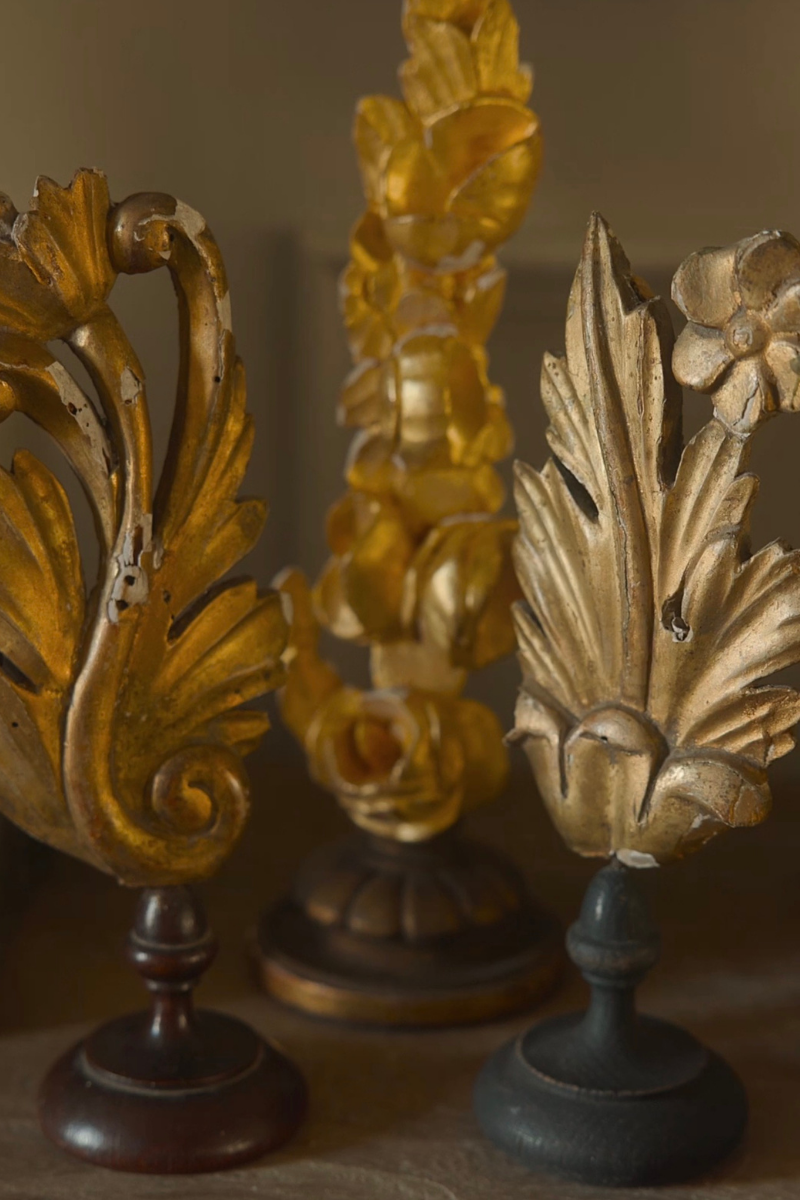 19th-Century European Giltwood Decorative Fragments — Set of Three