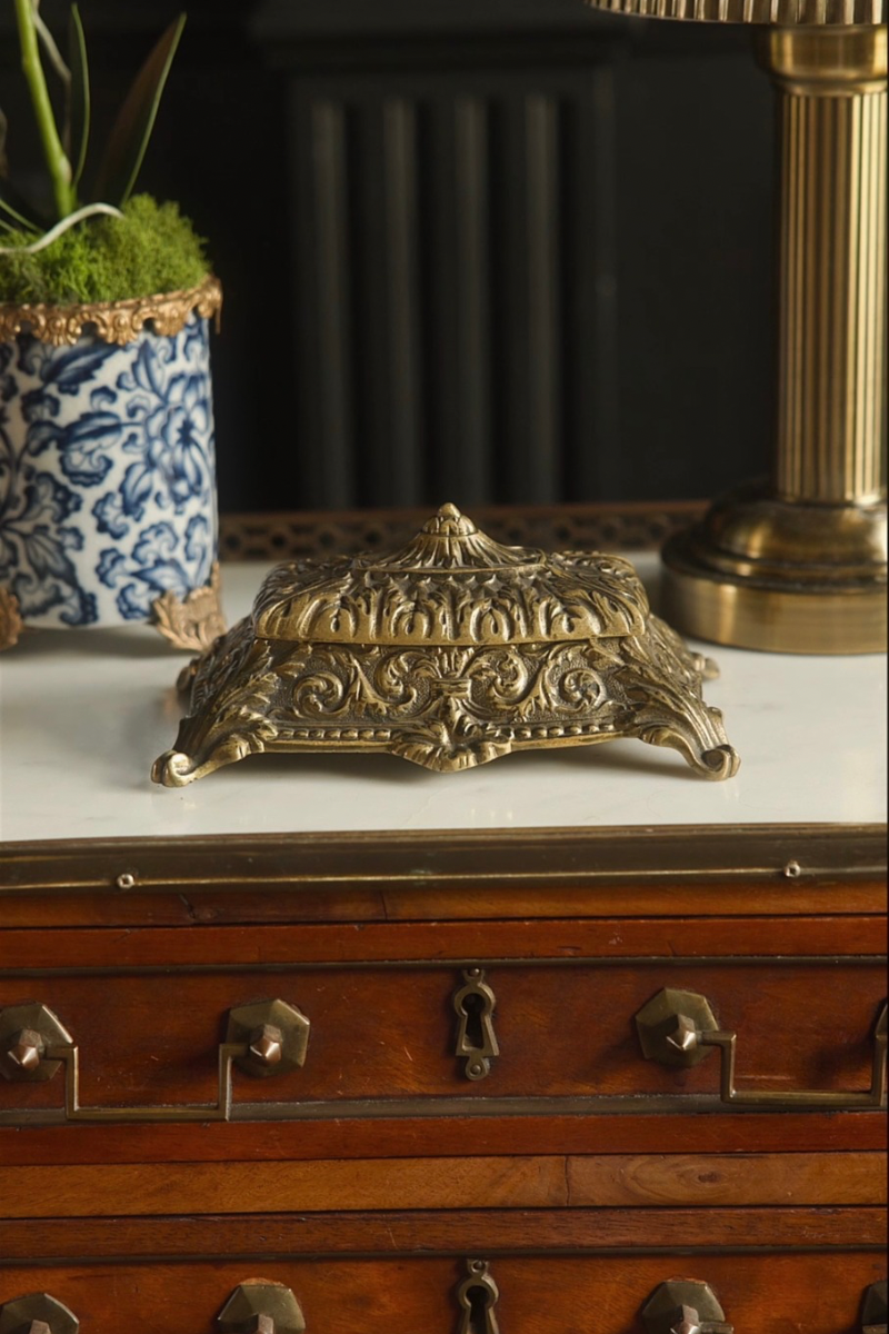 19th C. Brass French Stamp Box