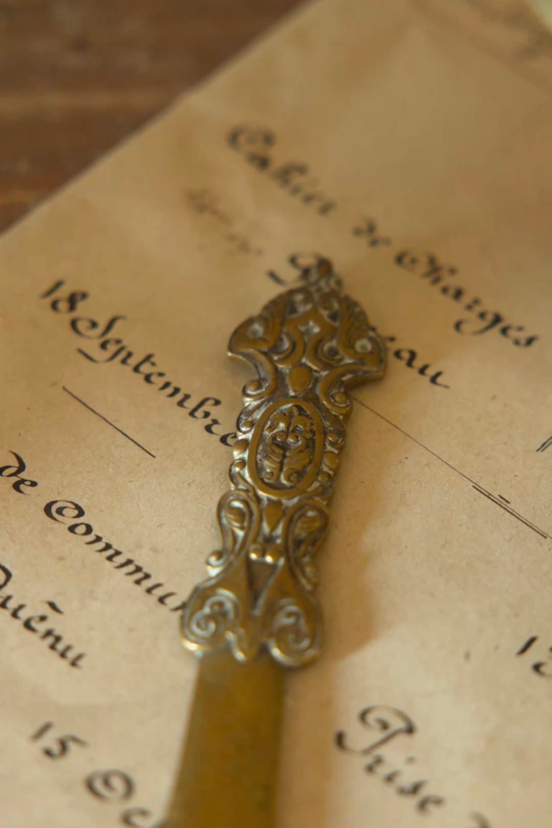 Circa 1900 Brass Letter Opener with Openwork Scroll Handle
