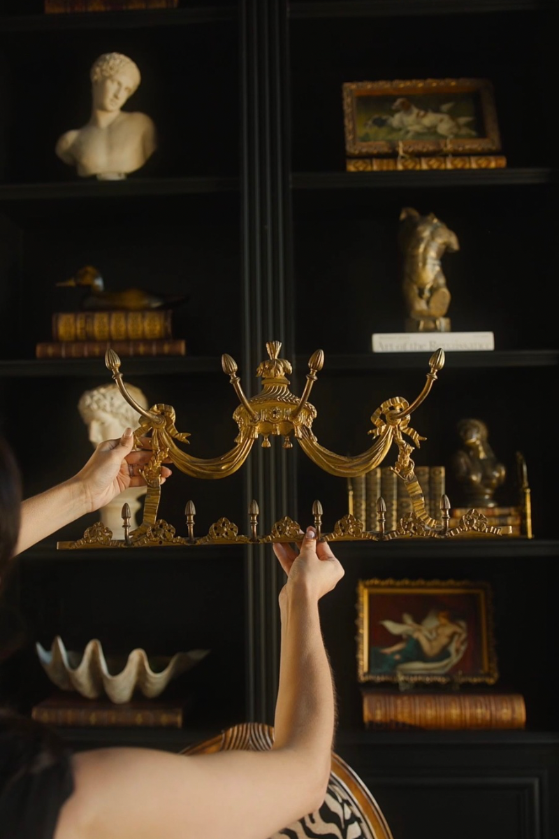 19th-Century French Louis XVI Style Gilt-Bronze Wall Coat Rack