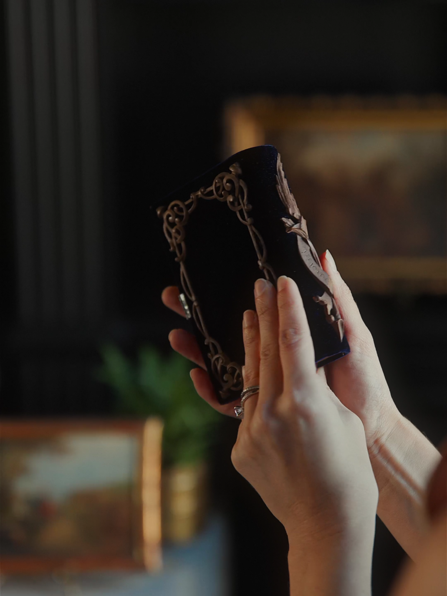 Velvet & Black Forest Wood Prayer Book with Gilt Pages and Brass Clasp