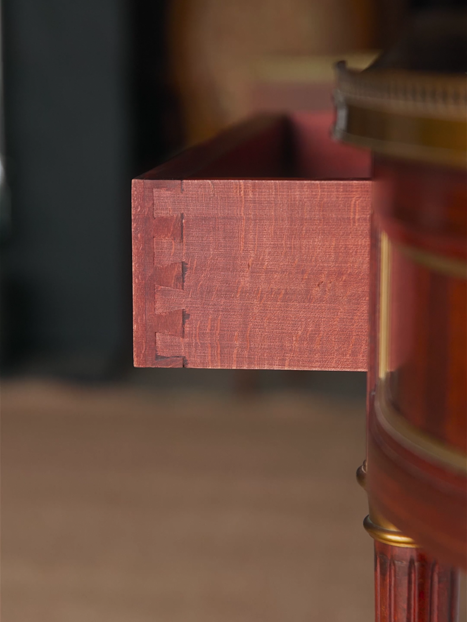 French Louis XV–Style Marquetry Demilune Side Table With Bronze Ormolu & Heart-Pierced Gallery