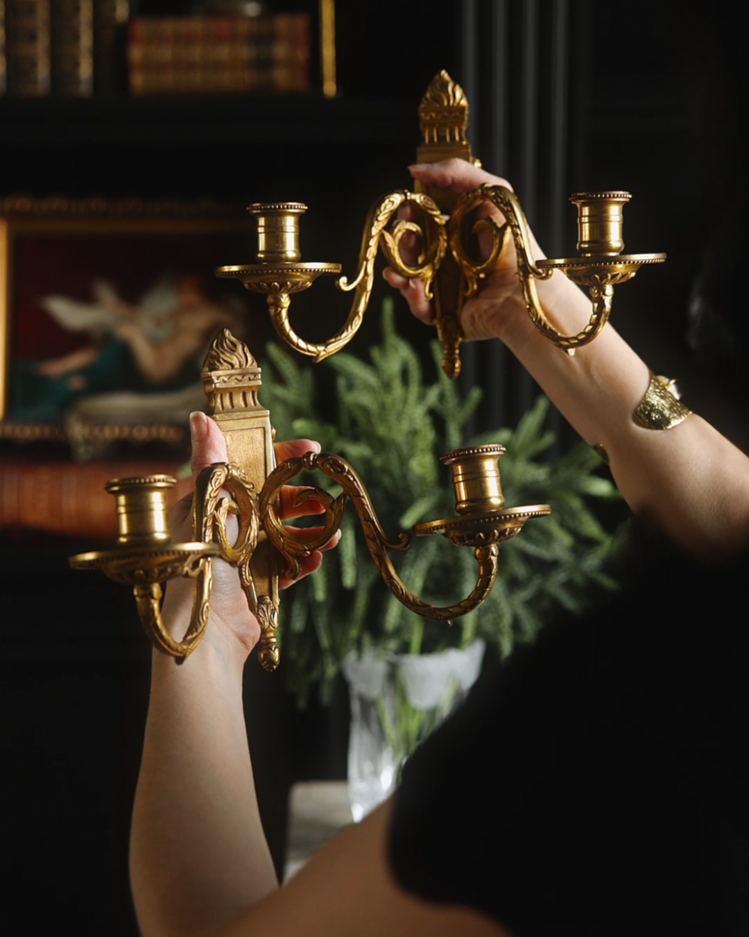 19th Century Pair of Louis XVI–Style Gilt Bronze Wall Sconces