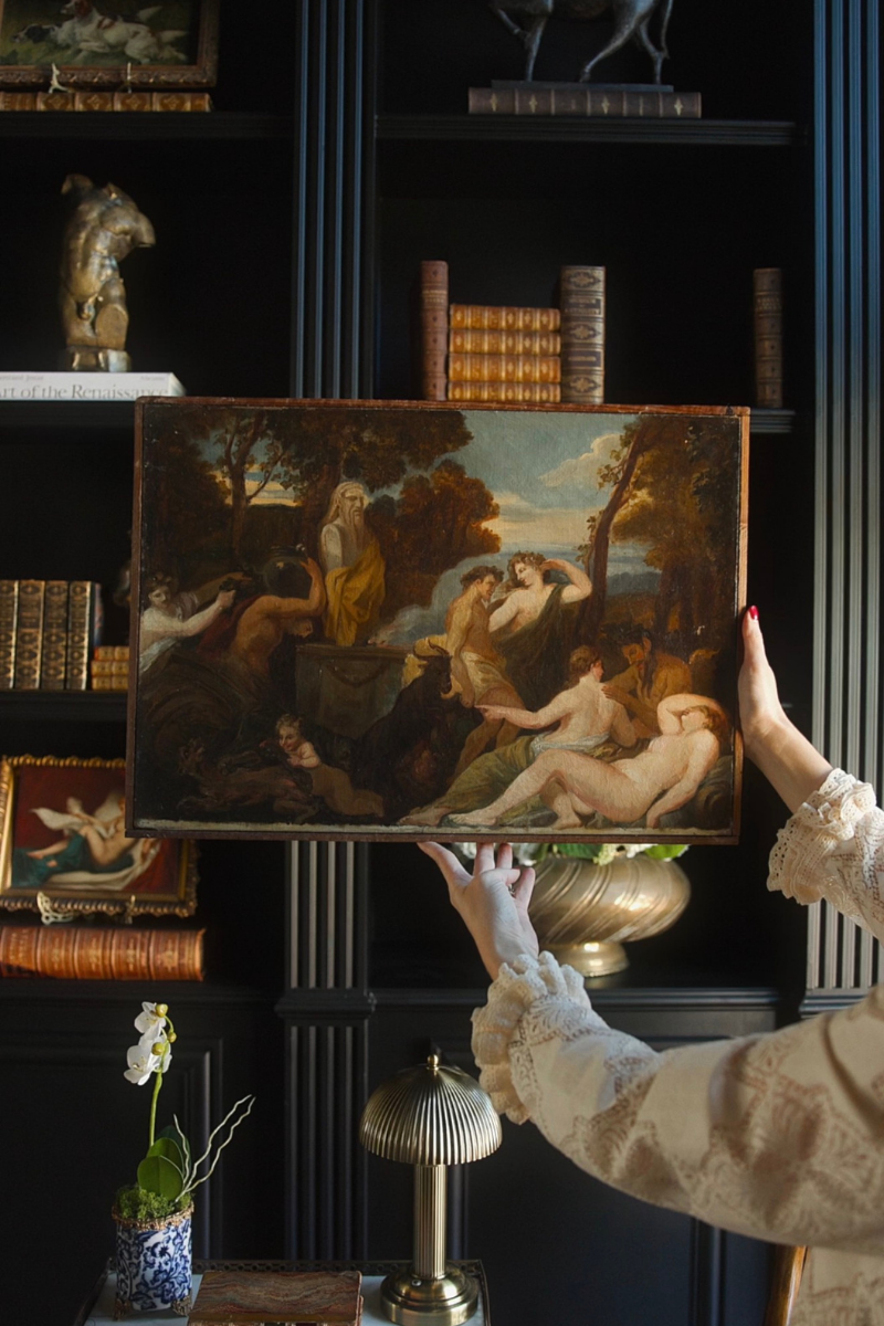 A Bacchanalian Revel | Antique Oil on Canvas After Nicolas Poussin