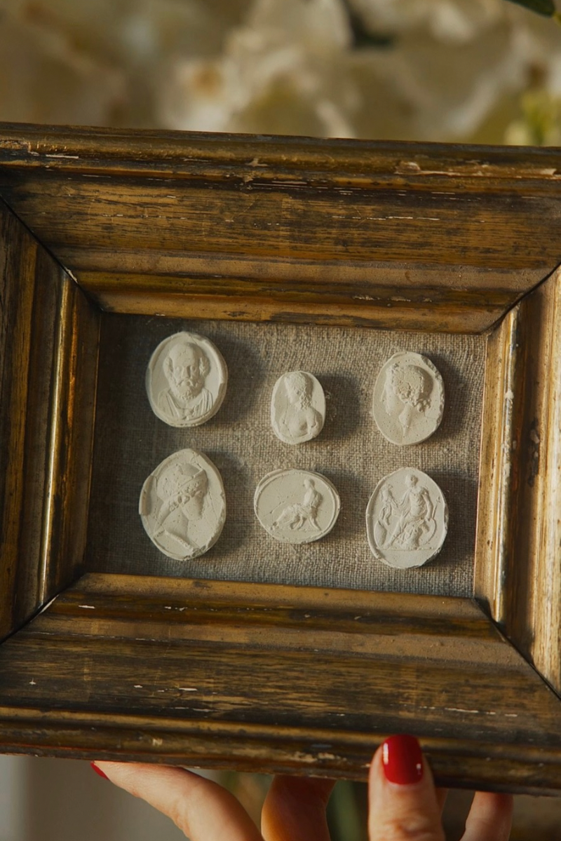 Framed Collection of Six 19th-Century Intaglio Impressions