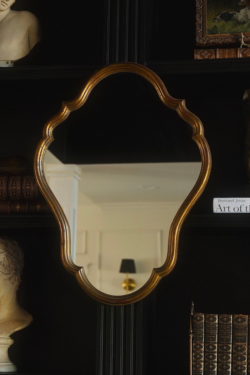 Mid-20th Century Belgian Gilt Metal Quatrefoil Wall Mirror