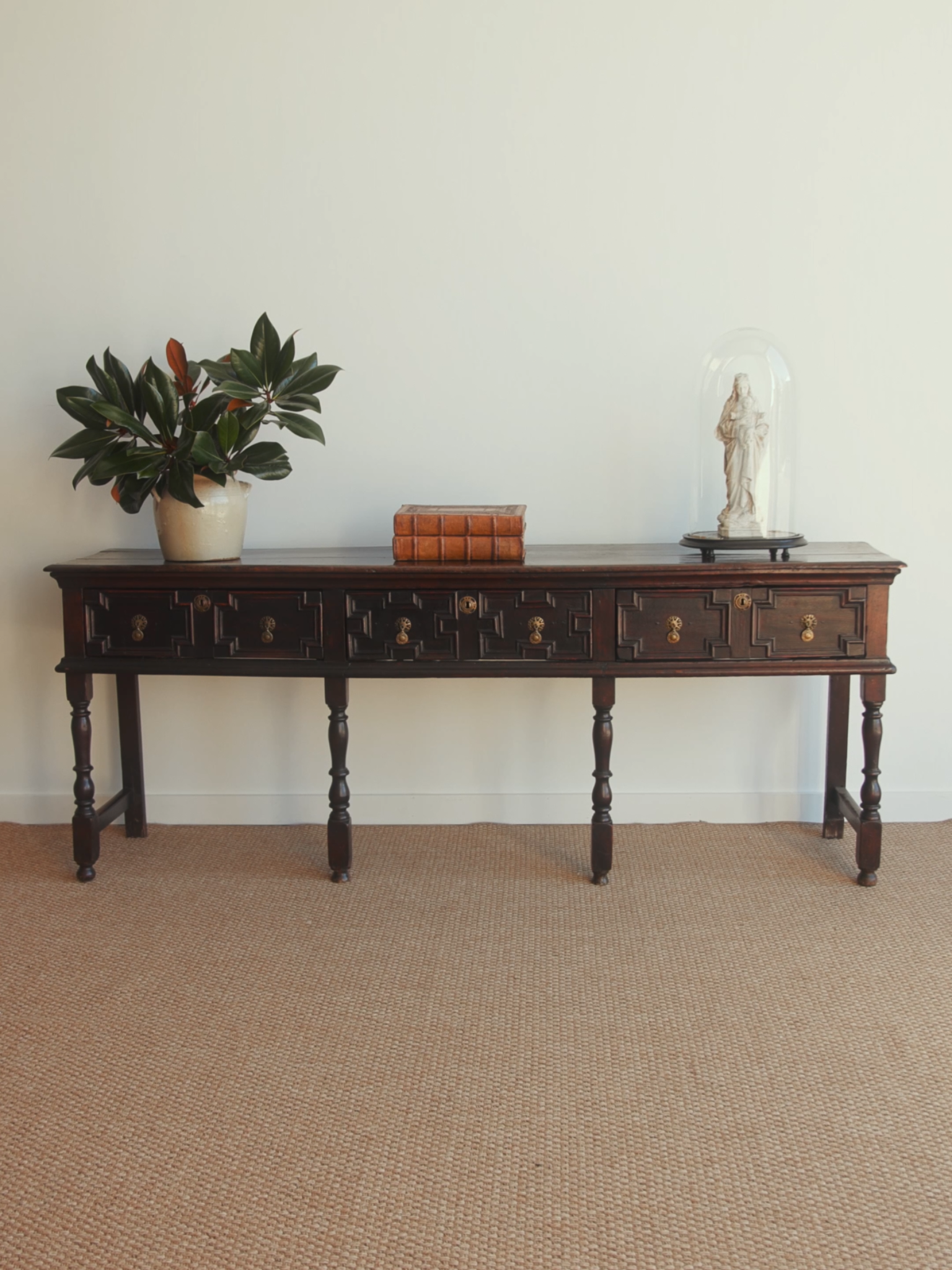 English 19th-Century Jacobean Revival Oak Console Table