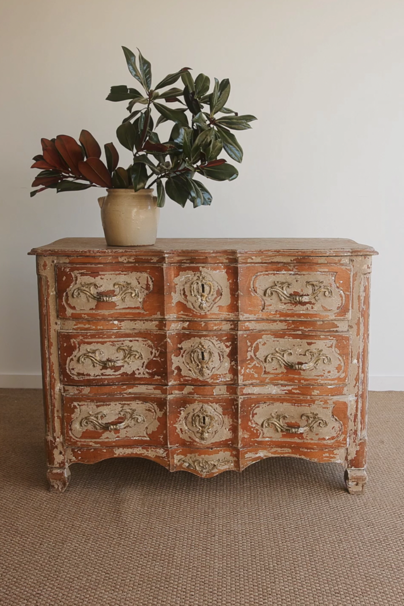 19th Century French Provincial Serpentine Commode with Original Painted Patina