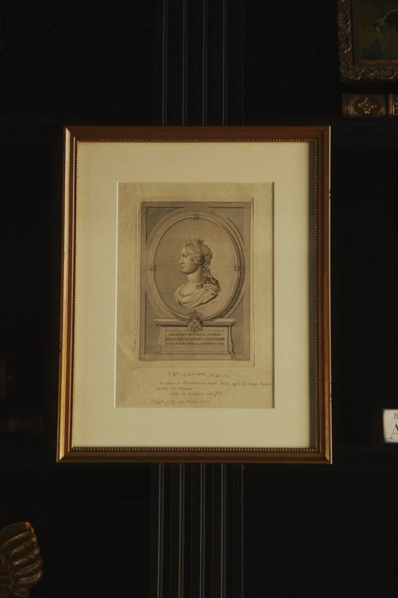 Antique Neoclassical Engraving of Queen Yolande (Violant) of Aragon