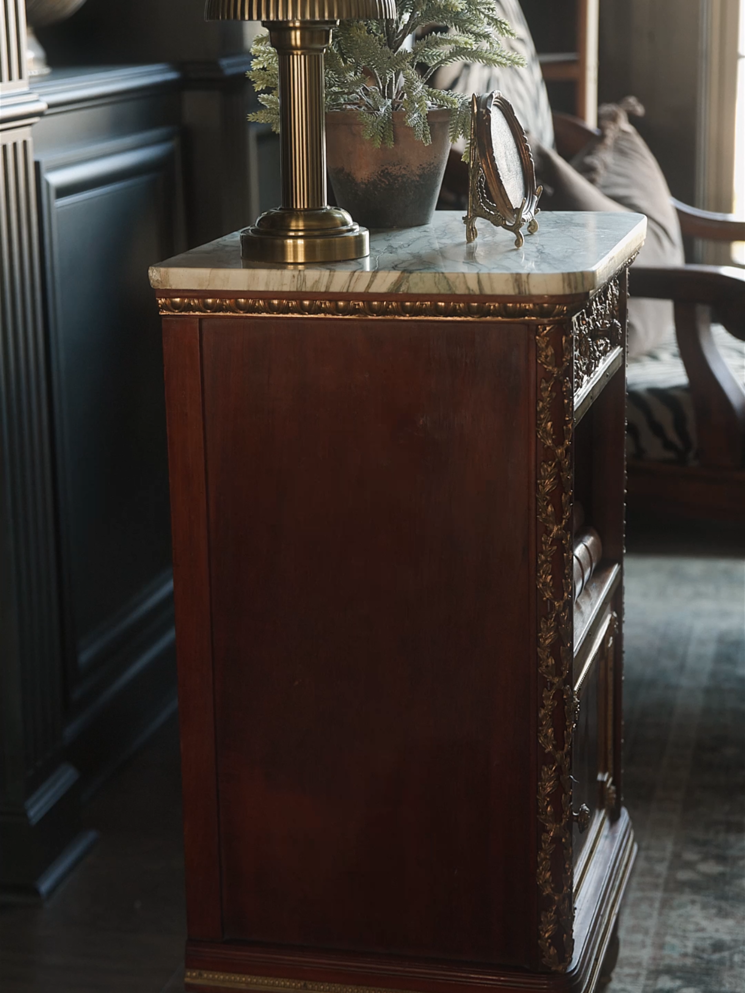 French Louis XVI Marble-Top Cabinet With Ormolu Mounts