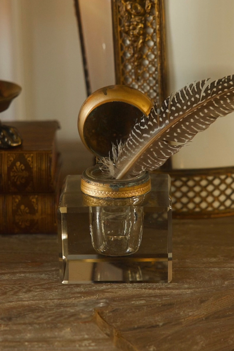 19th C. Crystal Inkwell