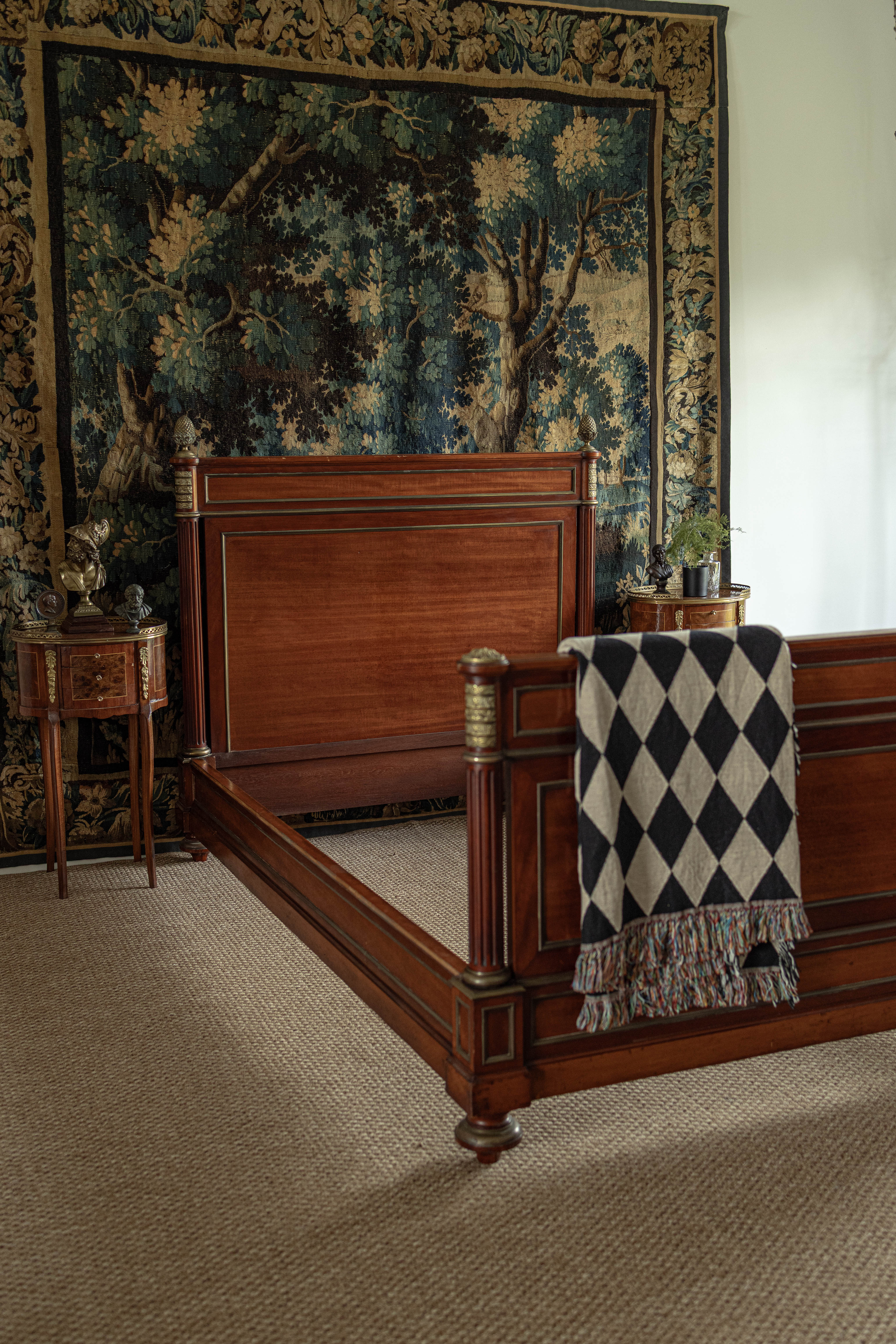 French Empire Style Gilt Mounted Mahogany Bed