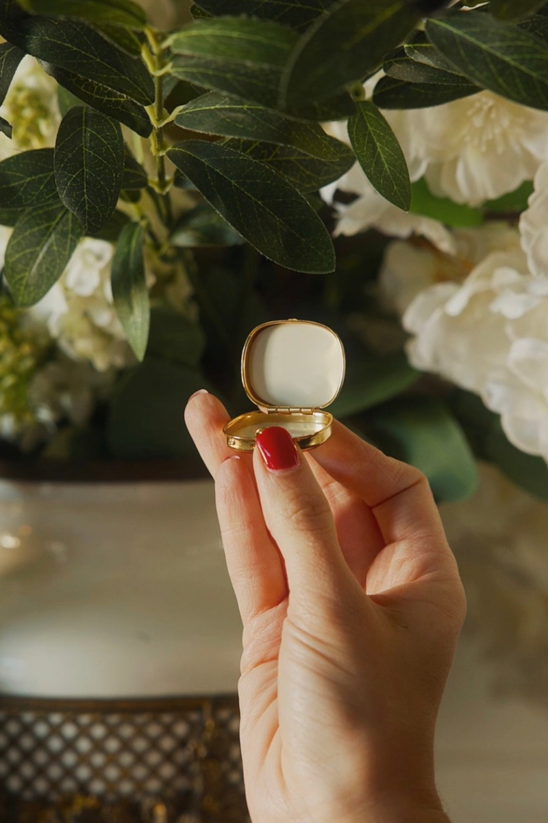 Petite Black & Gold-Tone Floral Keepsake Box