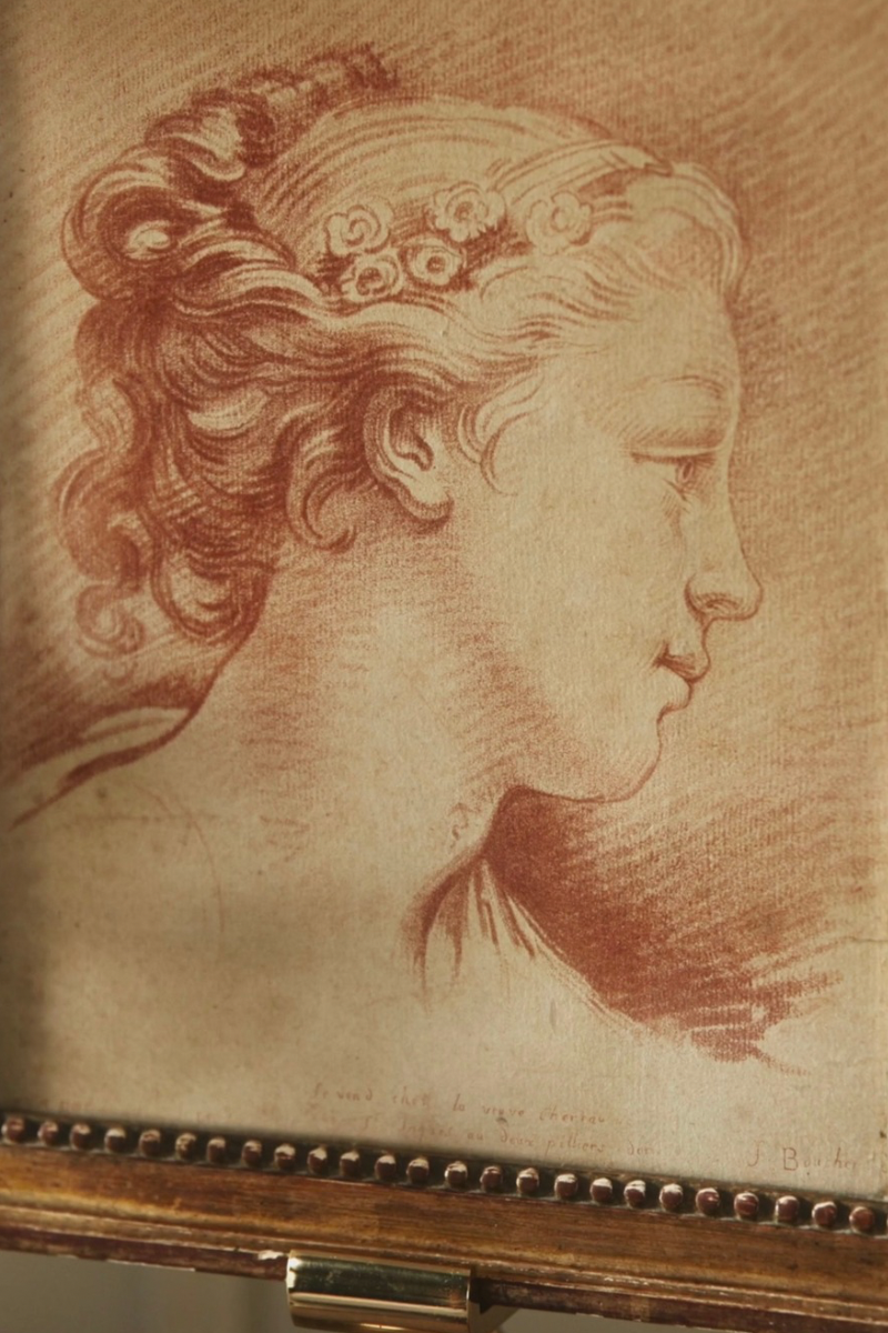 Late 18th Century French Sanguine Stipple Engraving After François Boucher, Published by Veuve Basan
  - Right Facing