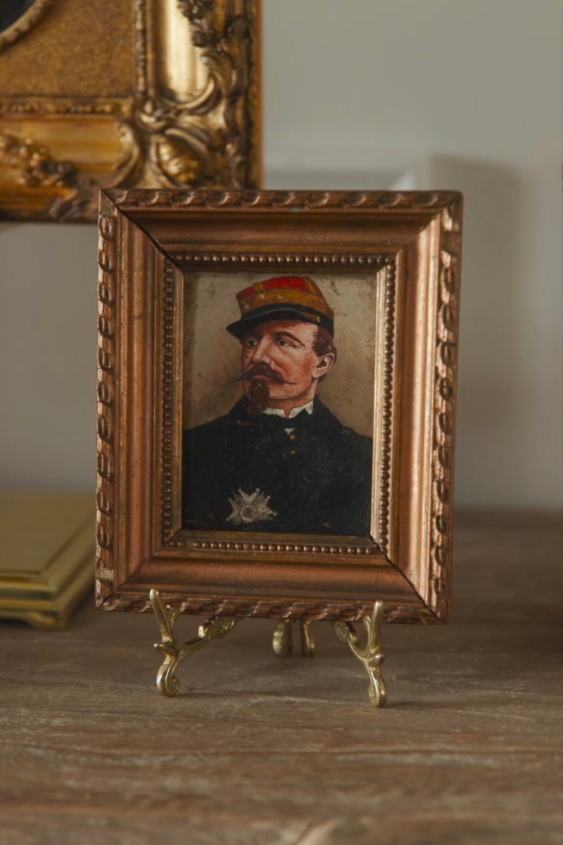 Late 19th Century European Military Portrait Oil on Panel on Gilt Wood Frame