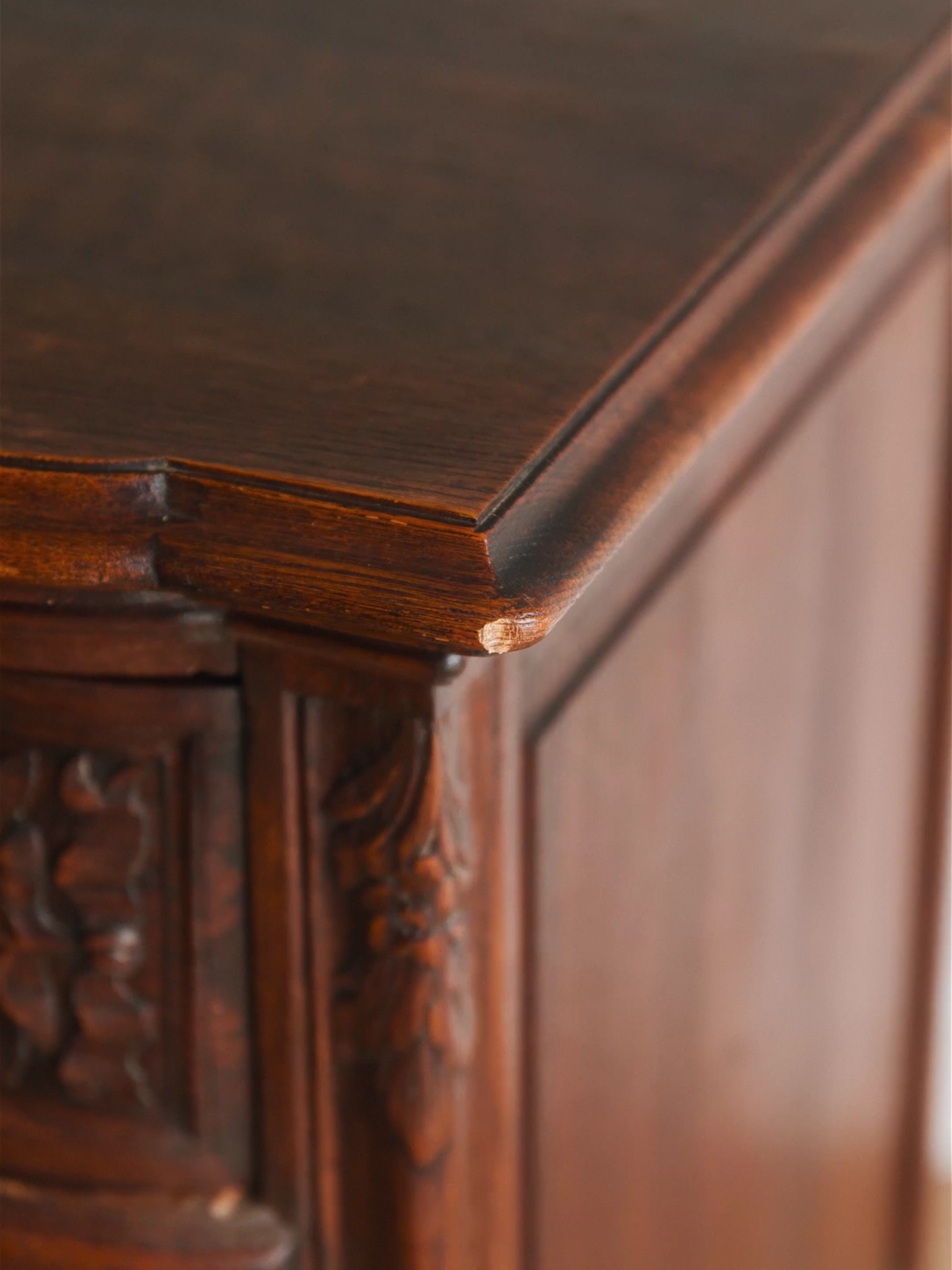 French Louis XV–Style Carved Oak Commode With Ormolu Mounts
