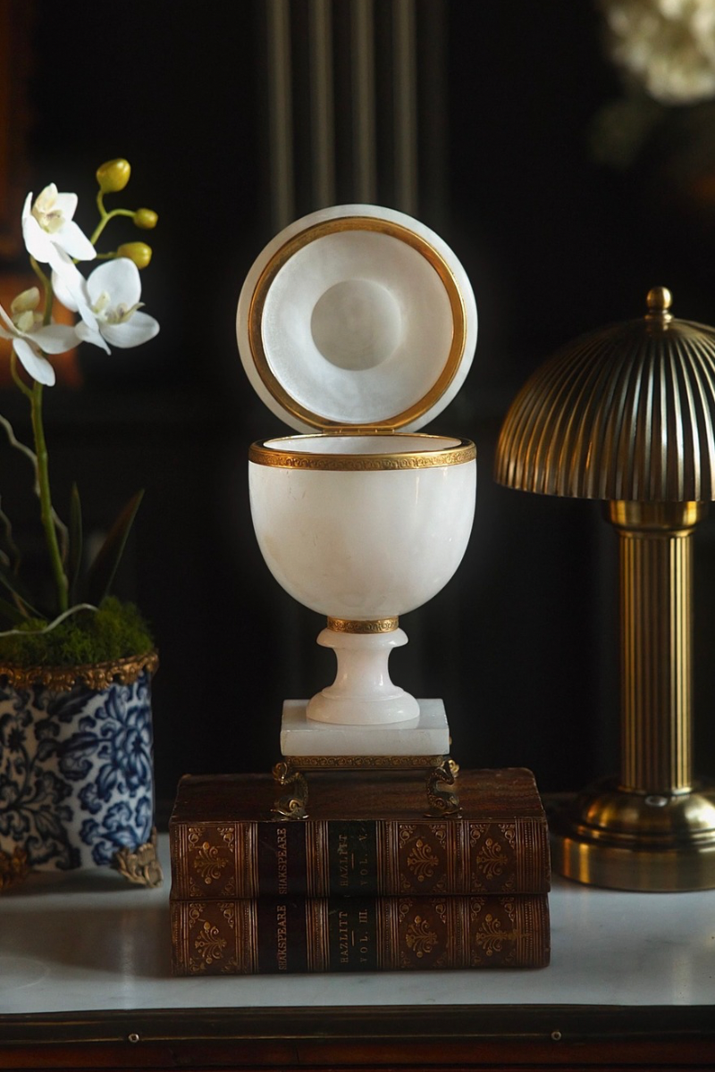 19th C. Marble Lidded Jewlery Casket