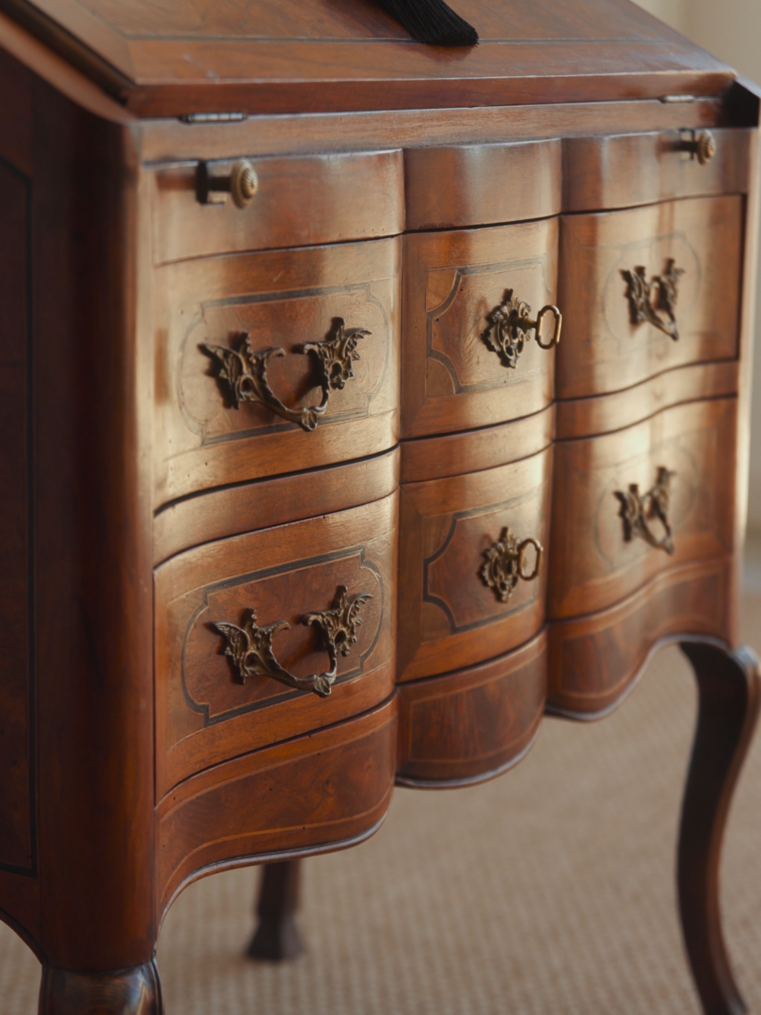 19th-Century Marquetry Bureau de Dame